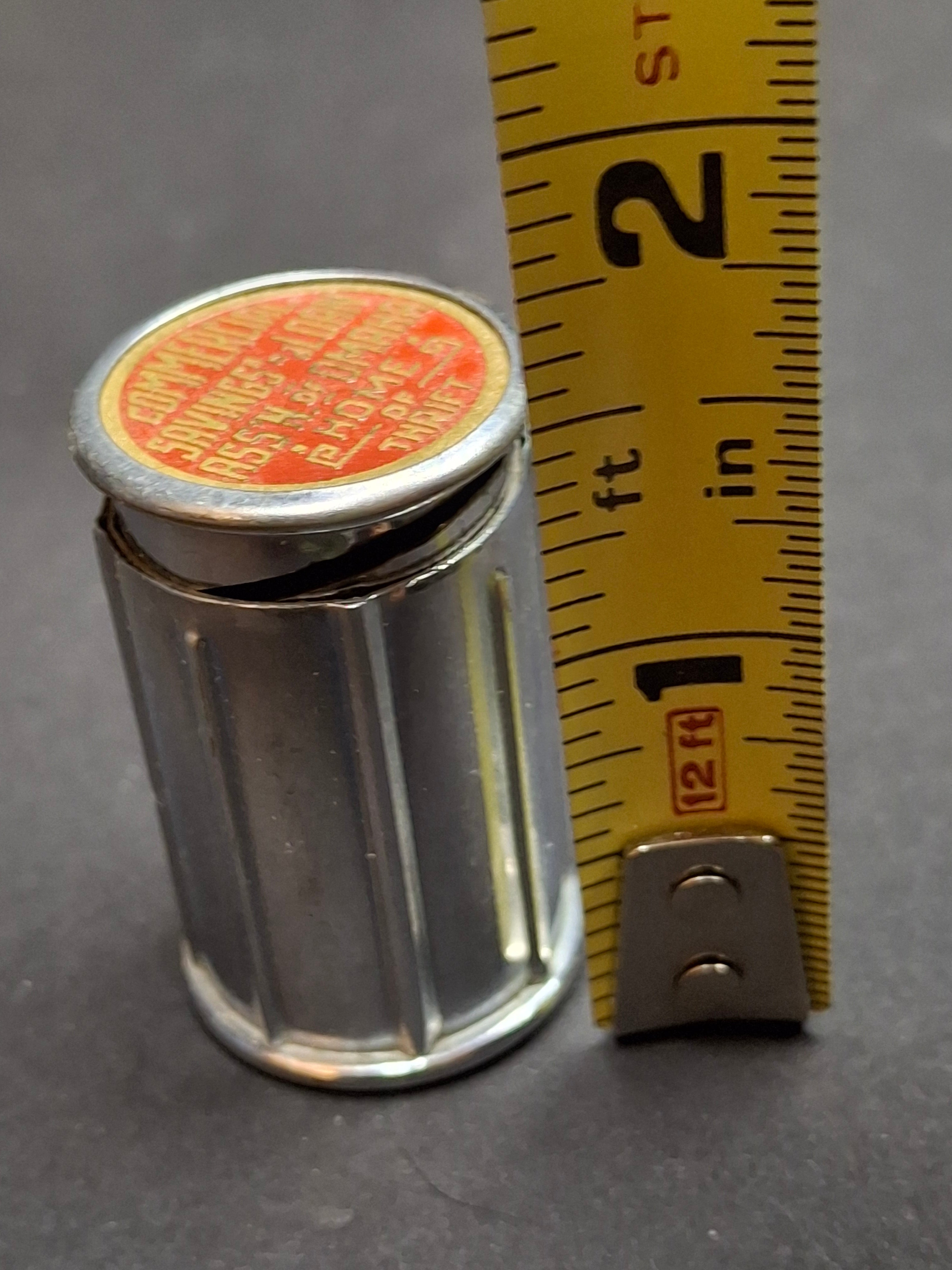 Vintage Chicago Thrift Co Telescopic Pocket Dime Bank Commercial Savings Omaha
