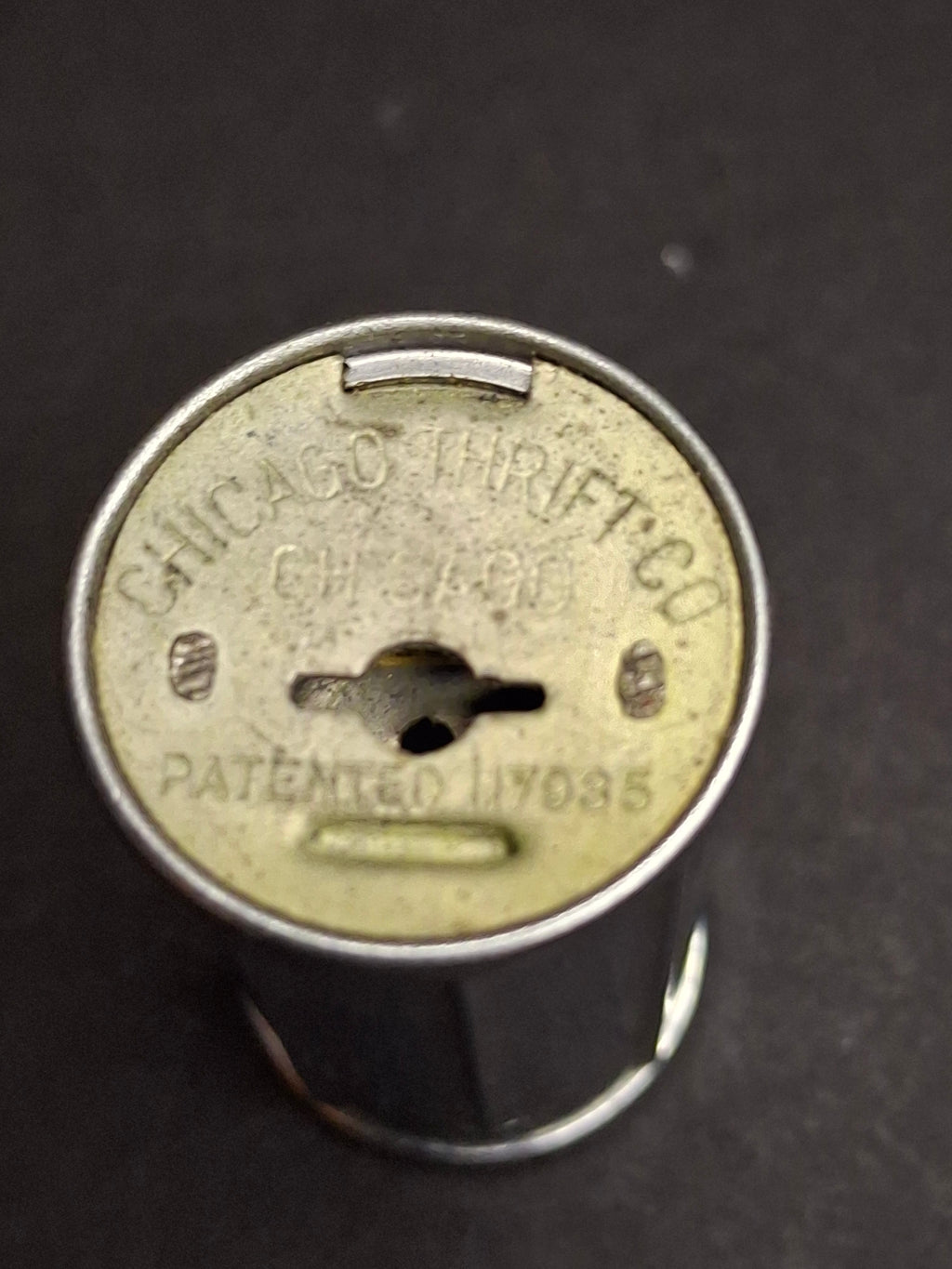 Vintage 1930s Chicago Thrift Co Telescoping Pocket Coin Bank Millikin National Bank Decatur IL Advertising Patented