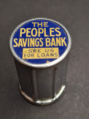 Vintage Chicago Thrift Co. Telescoping Pocket Coin Bank Peoples Savings Bank Promo