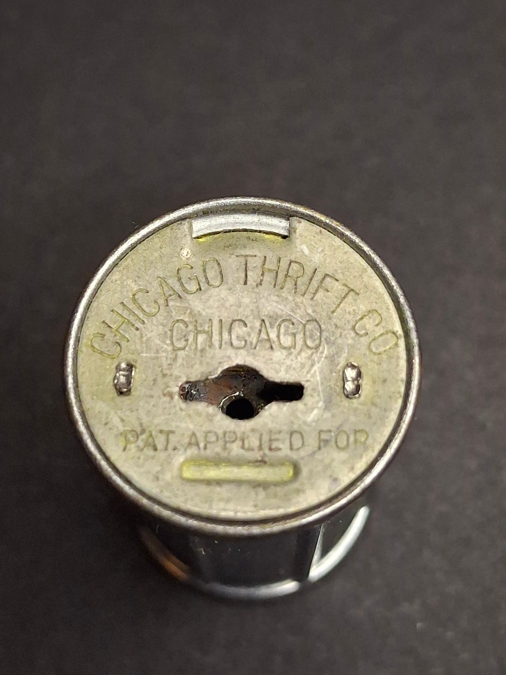 Vintage Chicago Thrift Co. Telescoping Pocket Coin Bank Peoples Savings Bank Promo