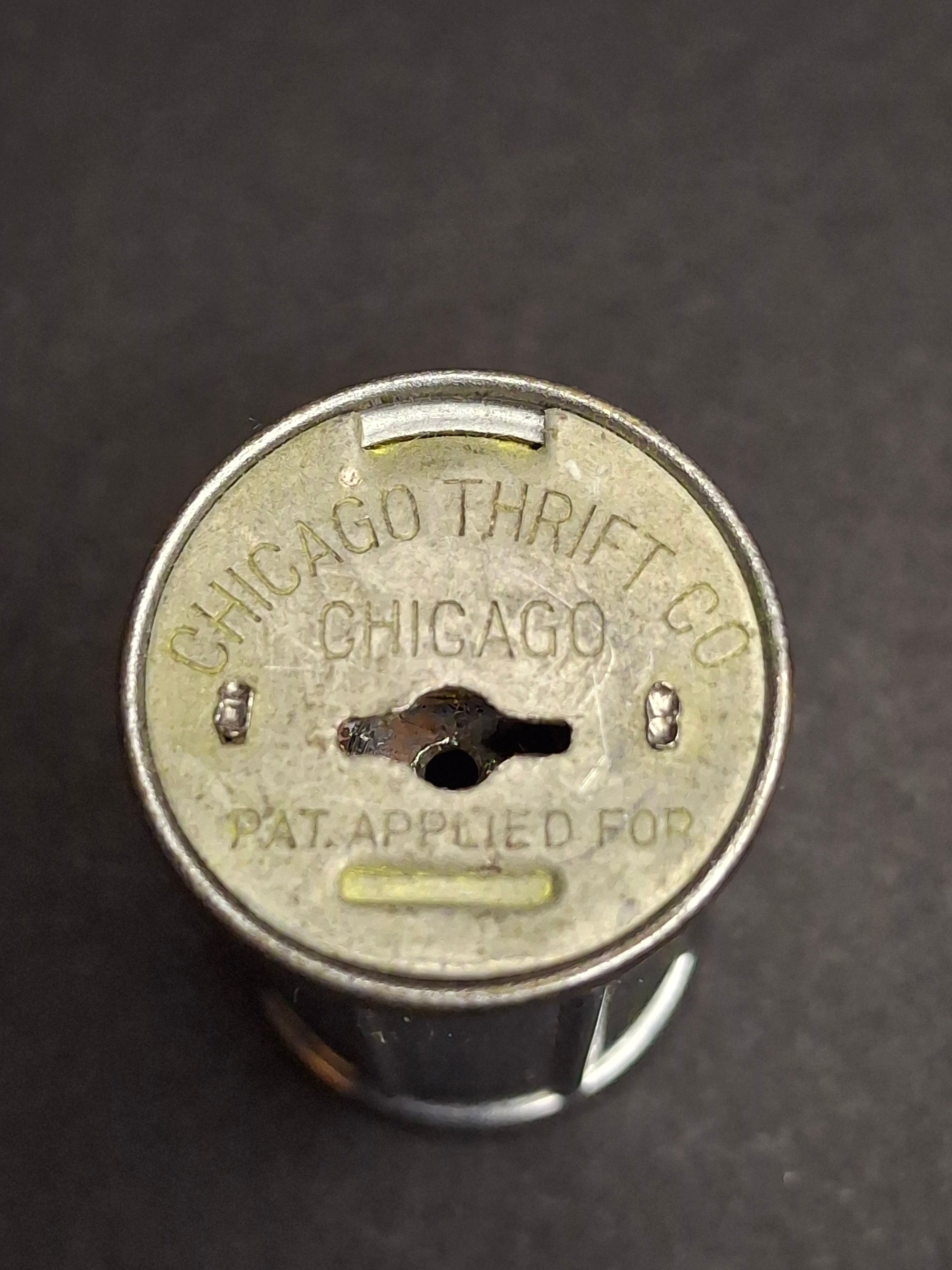 Vintage Chicago Thrift Co. Telescoping Pocket Coin Bank Peoples Savings Bank Promo