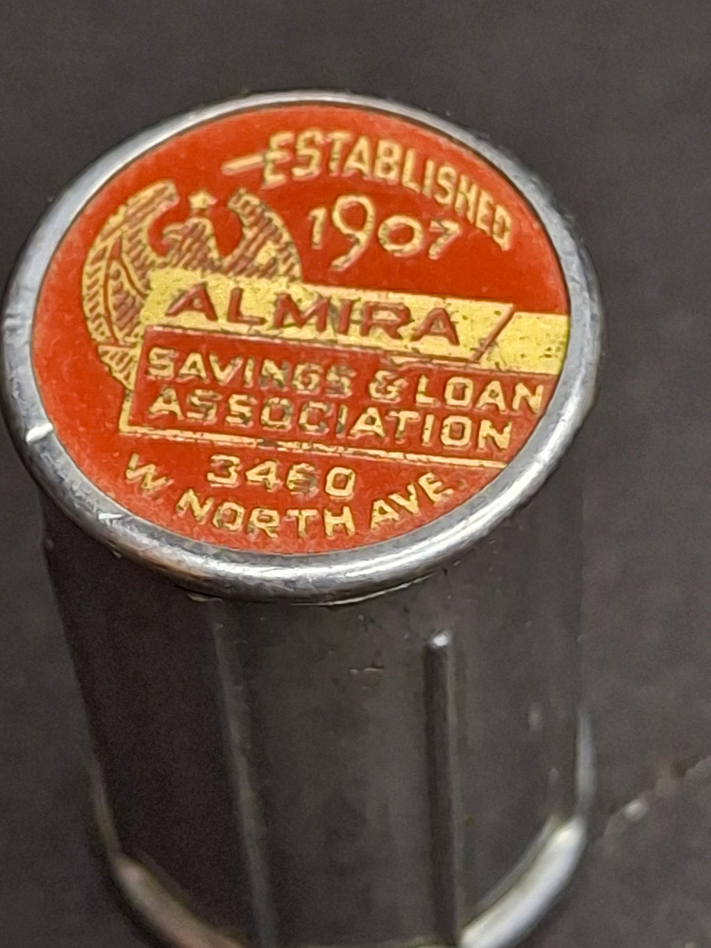 Vintage Art Deco Telescoping Pocket Coin Bank Almira Savings Chicago Thrift Co Pat. 117935