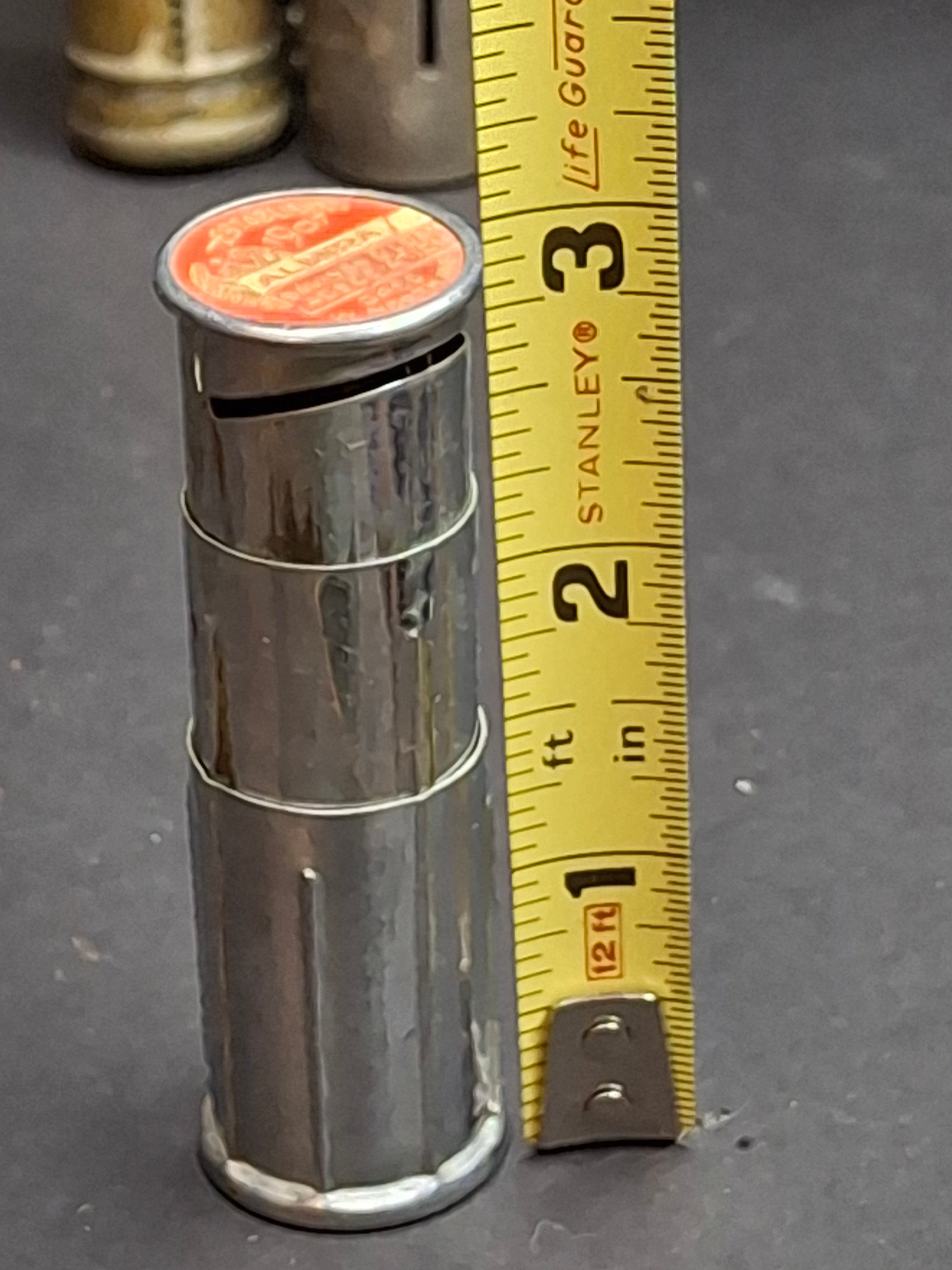 Vintage Art Deco Telescoping Pocket Coin Bank Almira Savings Chicago Thrift Co Pat. 117935