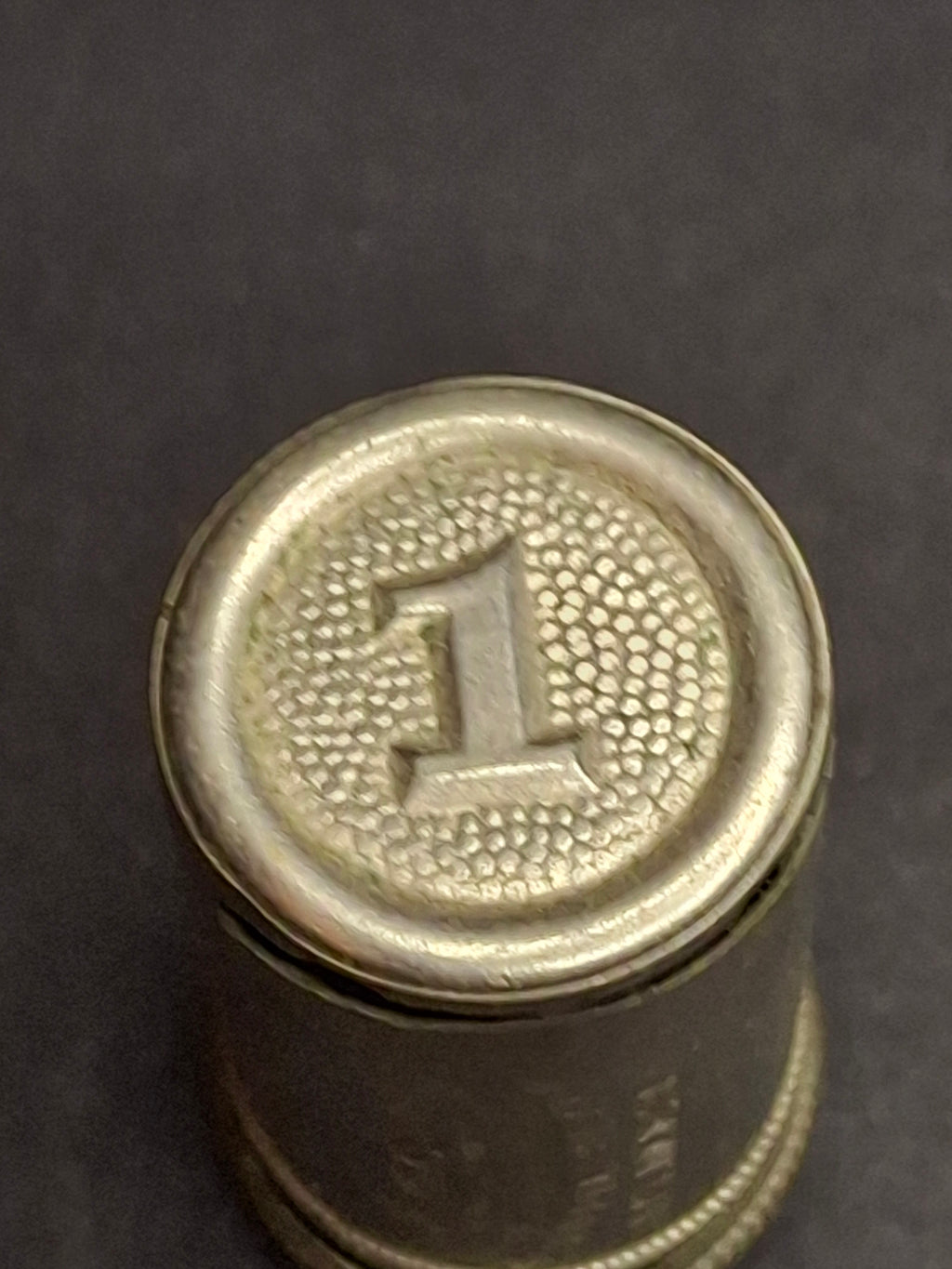 Antique 1891 Magic Introduction Co. "Surplus Bank" Pocket Dime Bank Nickel Plated Brass Pat. Mch. 31, 91 New York Rare Cylindrical Still Bank 1.75"