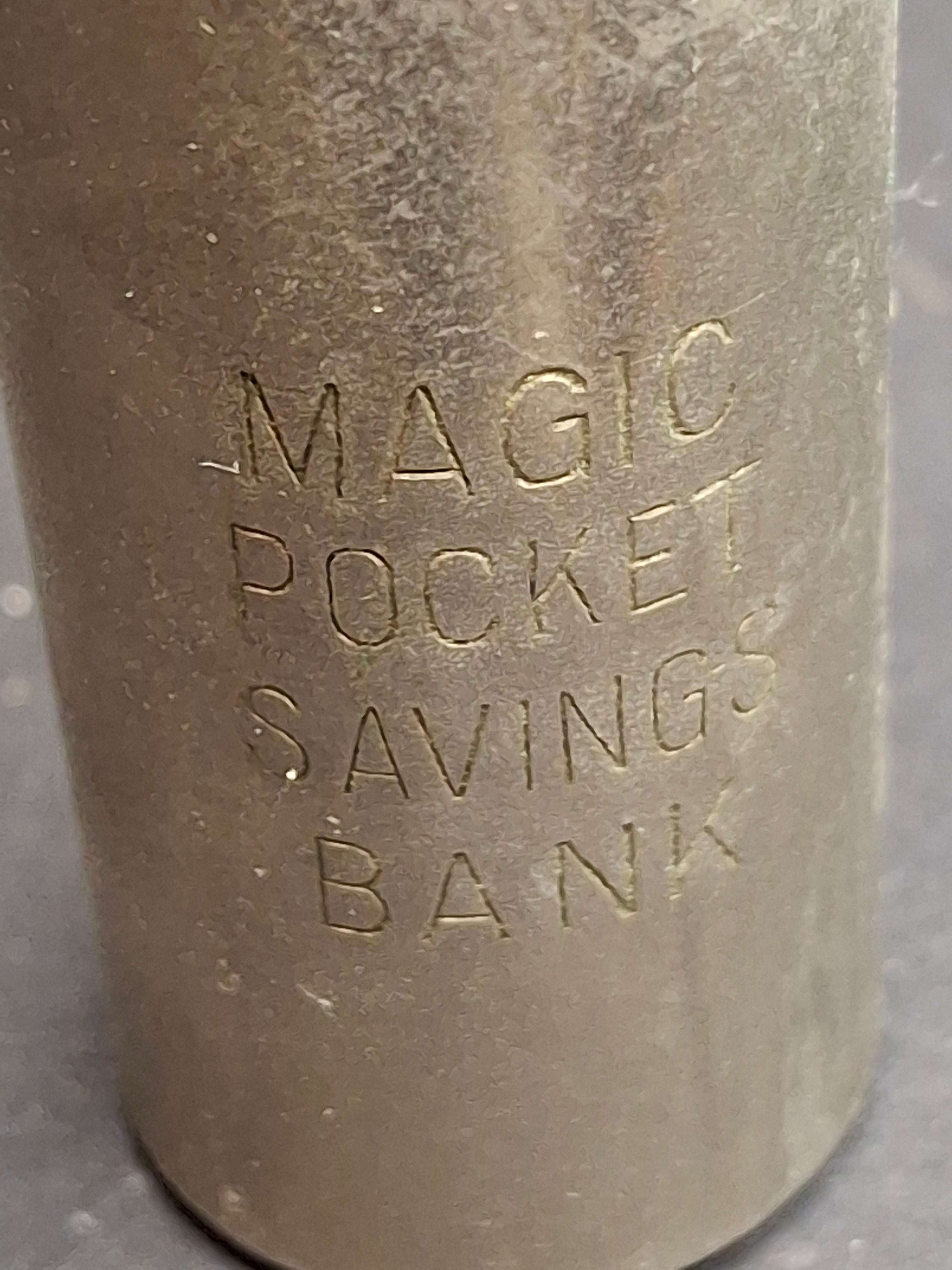 Antique Magic Pocket Savings Bank Threepence 3d Coin Holder Metal Money Box UK