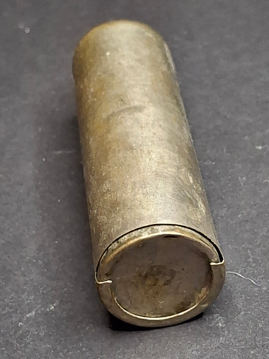 Antique Castelow Trolley Bank Brass Cylinder Coin Collector Meriden CT Pat Apld For c. 1885