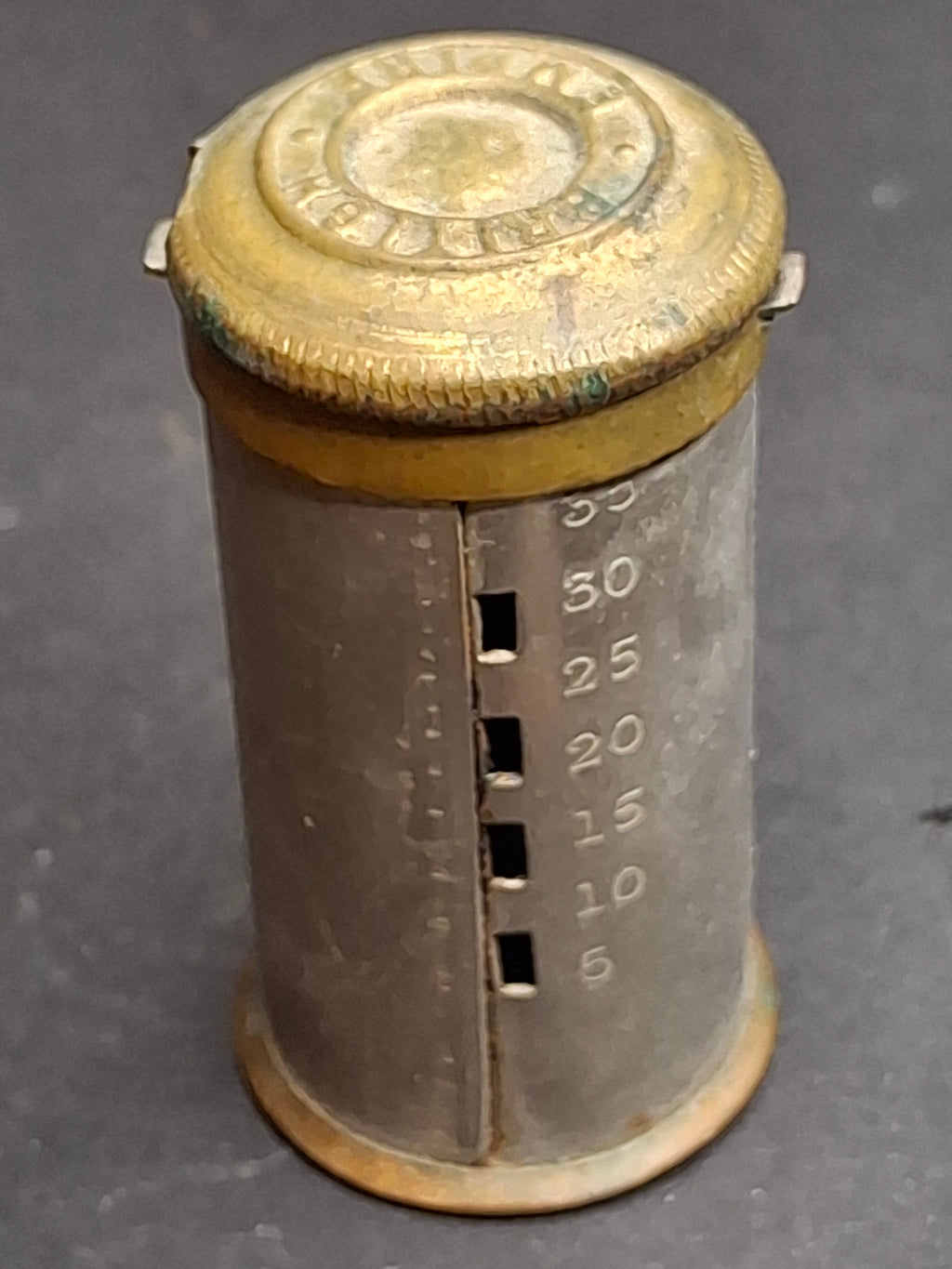 Vintage WWII British Empire "Lend to Defend" 30 Sixpence Pocket Coin Register Bank - National Savings Tin Cylinder 6d Thrift Bank