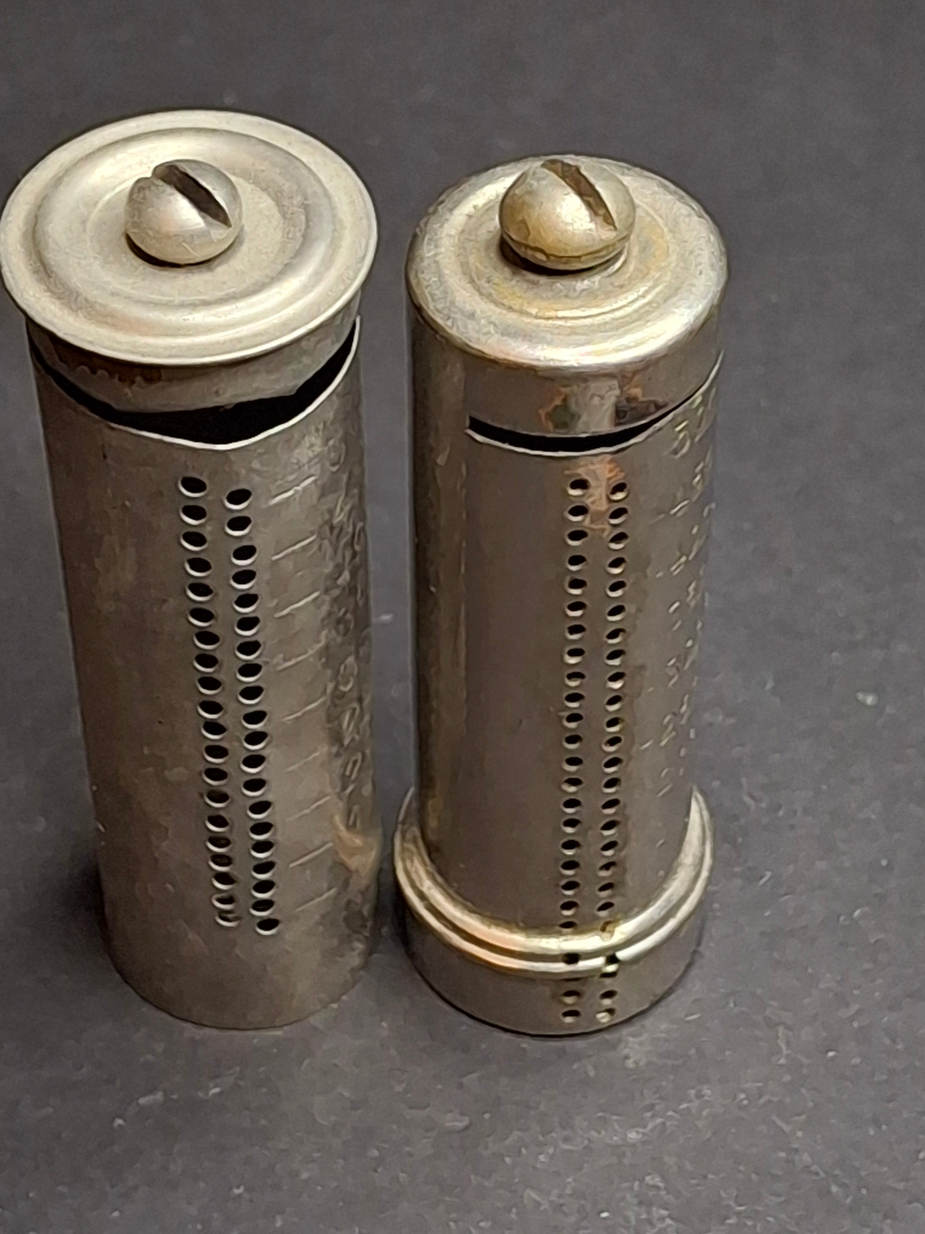 Pair of Antique 1891 Pocket Dime Register Banks – One "Little Gem Bank" NY Patent & One "Be Thrifty" Variant – Holds $5.00 Each