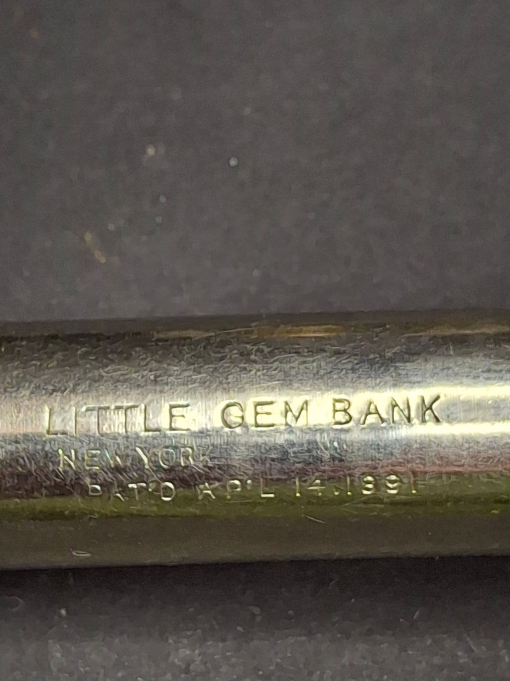 Pair of Antique 1891 Pocket Dime Register Banks – One "Little Gem Bank" NY Patent & One "Be Thrifty" Variant – Holds $5.00 Each