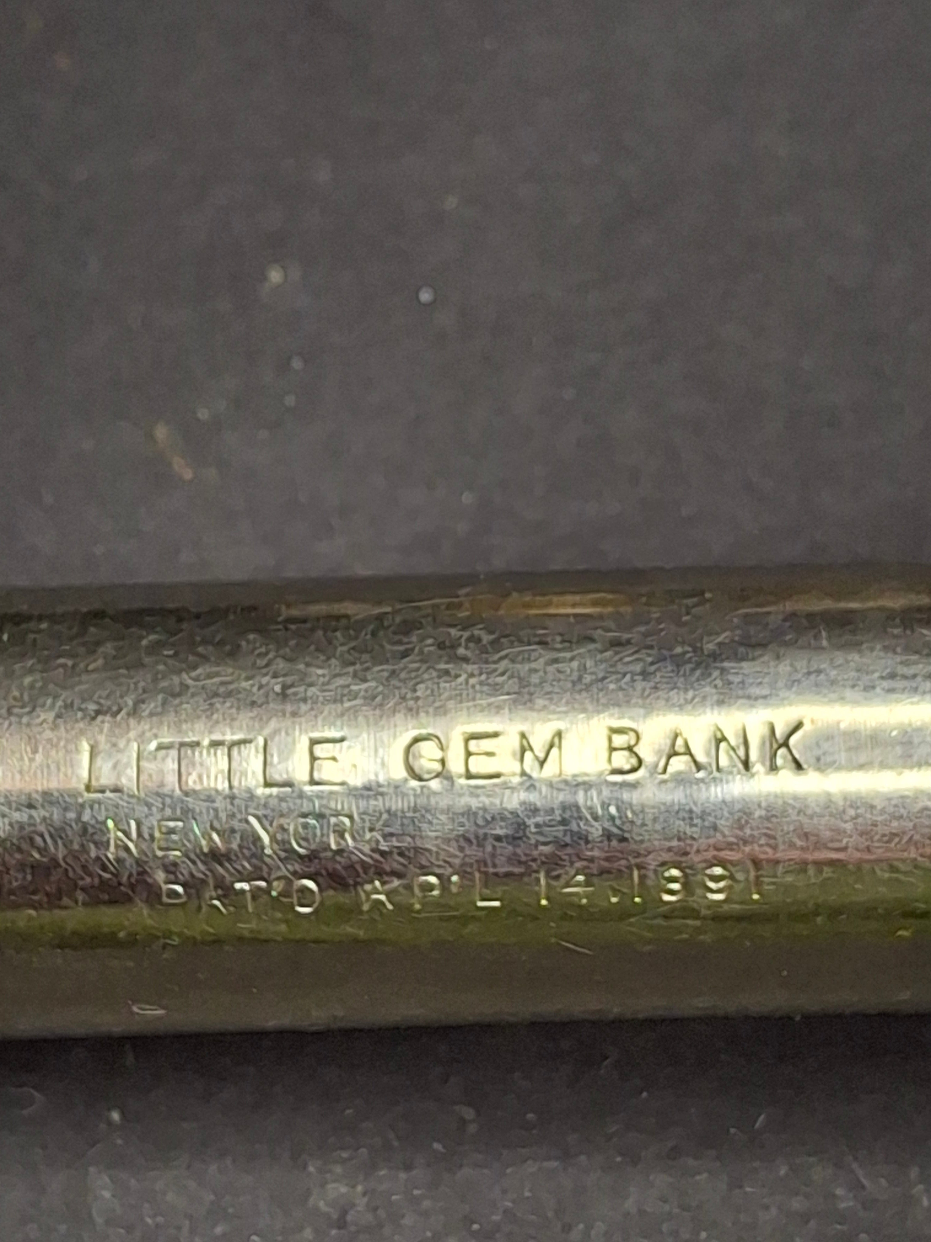 Pair of Antique 1891 Pocket Dime Register Banks – One "Little Gem Bank" NY Patent & One "Be Thrifty" Variant – Holds $5.00 Each