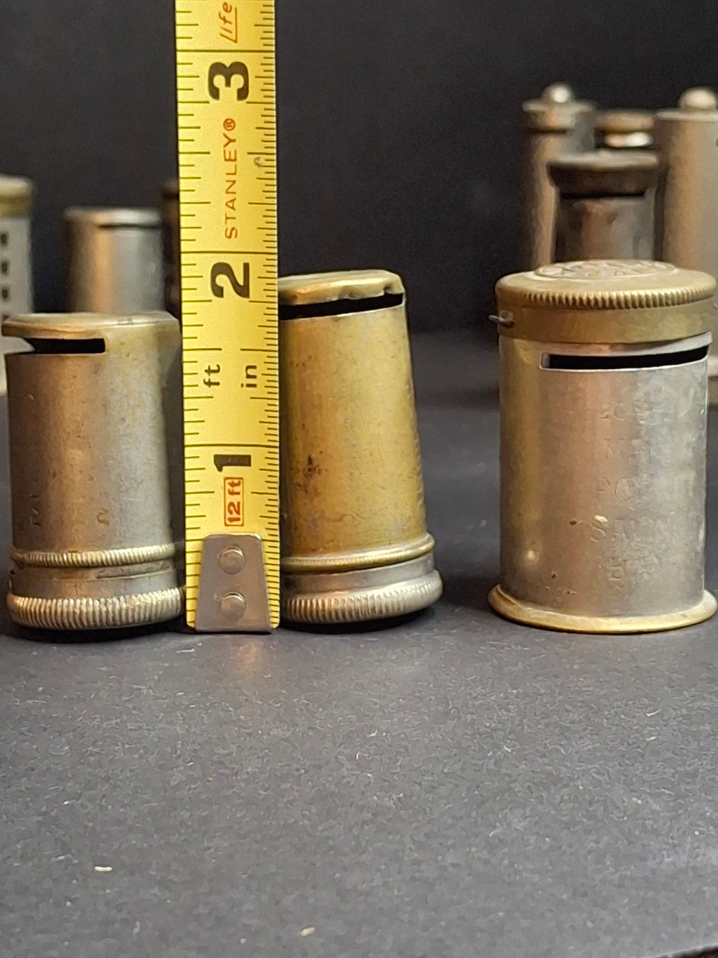 Antique Pocket Savings Bank Lot (3) - 1891 Magic Surplus Bank NY, Empire 20s London, 6d Sixpence Pocket Bank - Victorian Era Mechanical Coin Register Tubes
