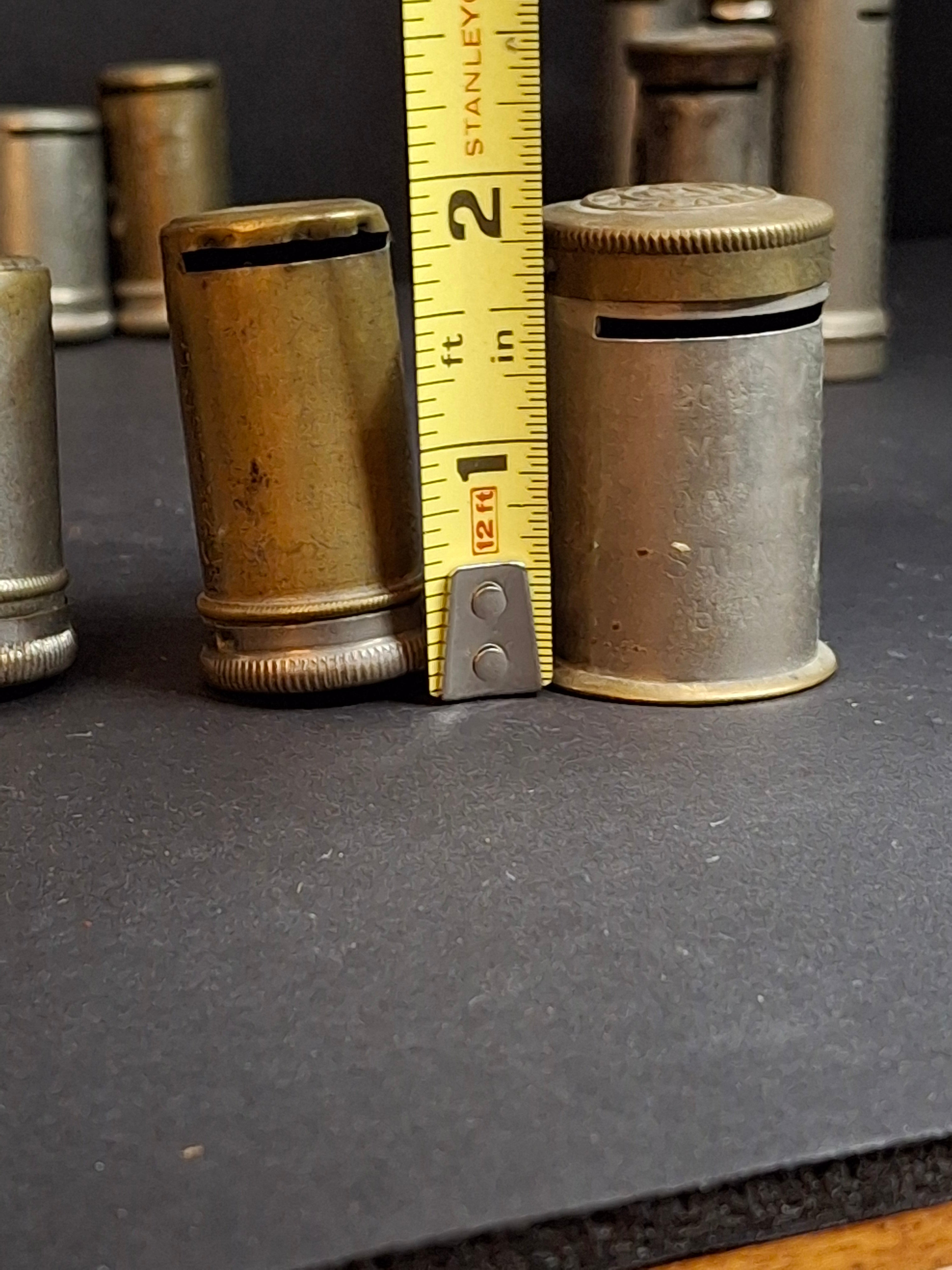 Antique Pocket Savings Bank Lot (3) - 1891 Magic Surplus Bank NY, Empire 20s London, 6d Sixpence Pocket Bank - Victorian Era Mechanical Coin Register Tubes