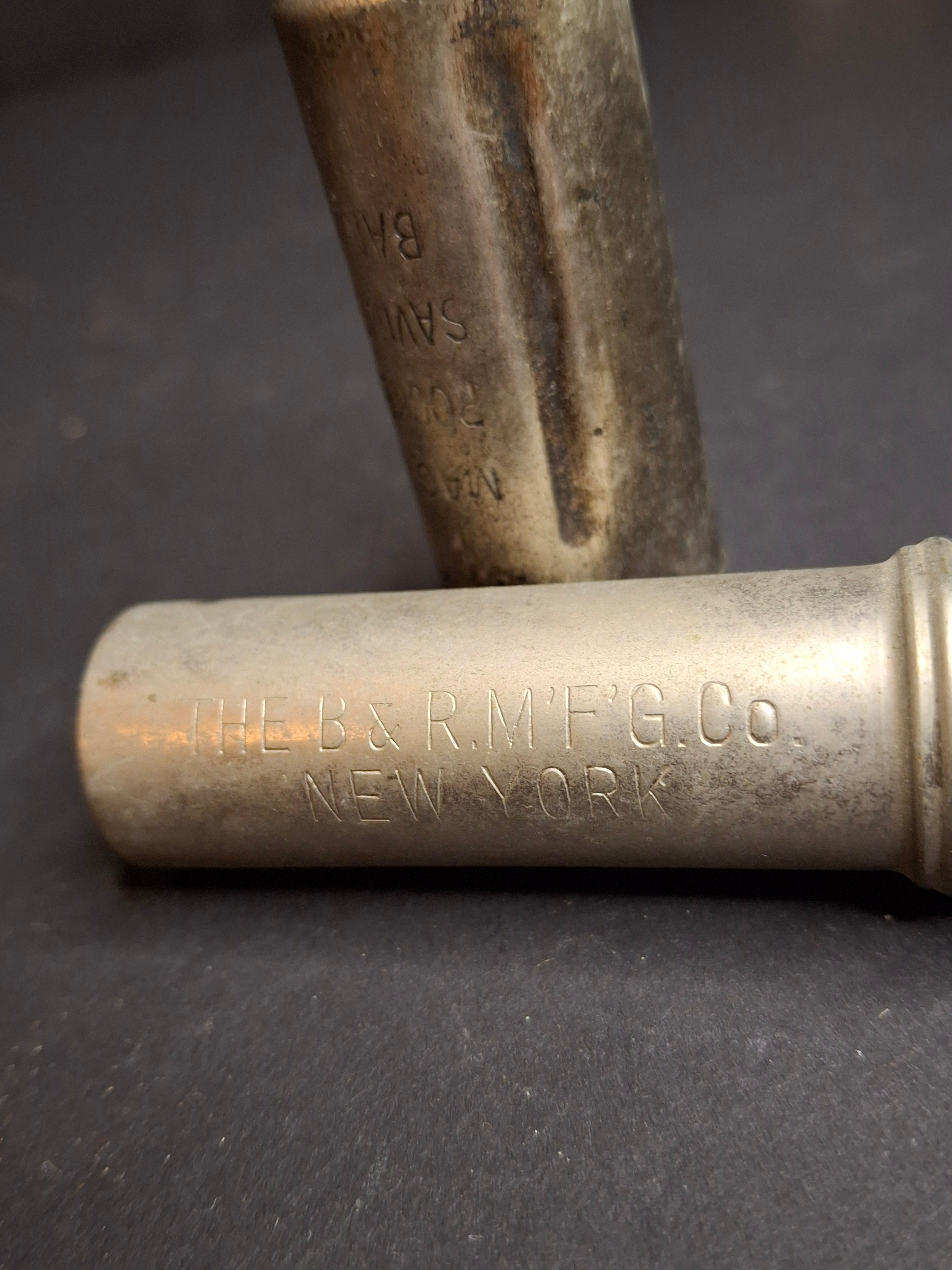Antique Pocket Coin Savings Banks Lot of 2 | 1890s Magic Pocket Savings Bank & B&R Mfg Co New York Dime Tube Bank Register