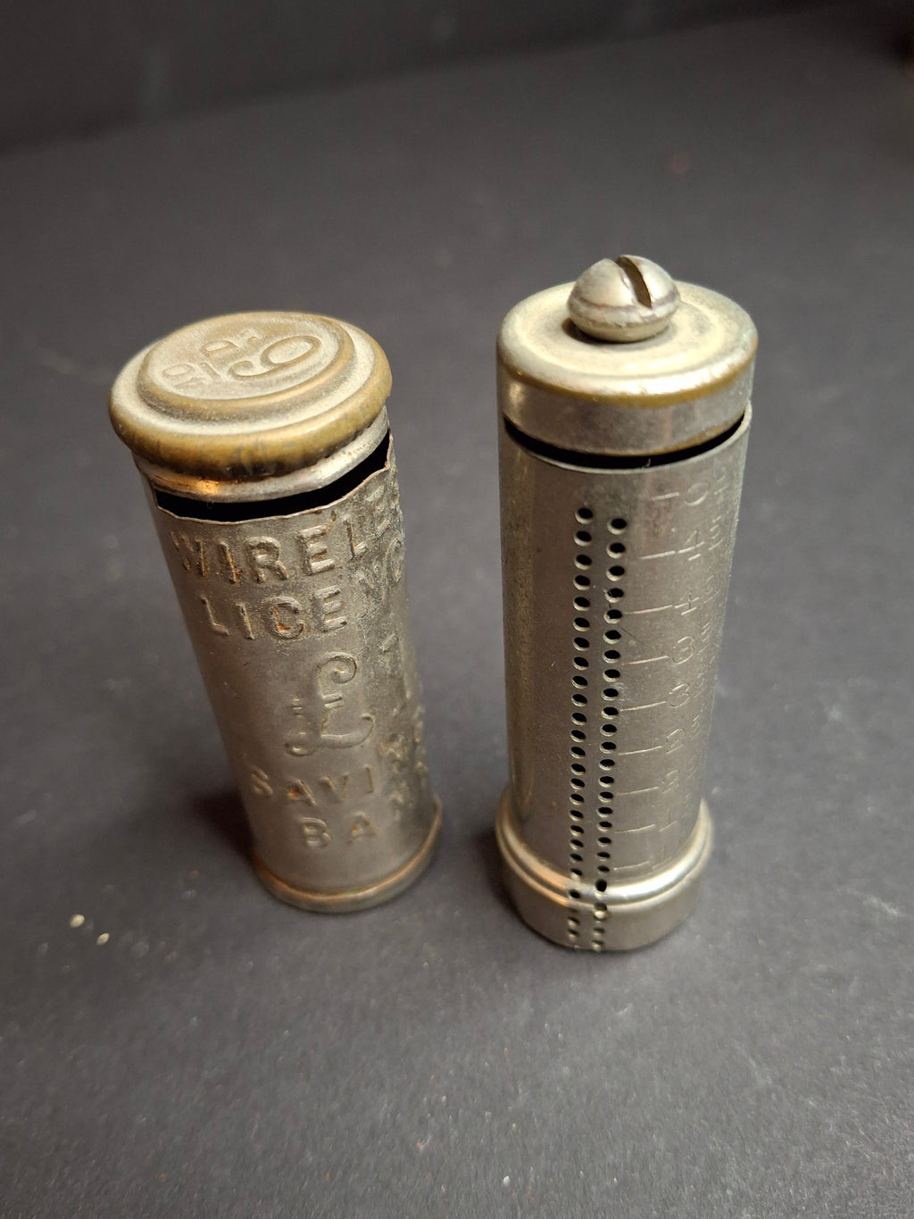 Antique Pocket Savings Banks Lot B&R Mfg Co NY Dime Bank & British BBC Wireless Licence 6d Sixpence Tube Bank Circa 1920s