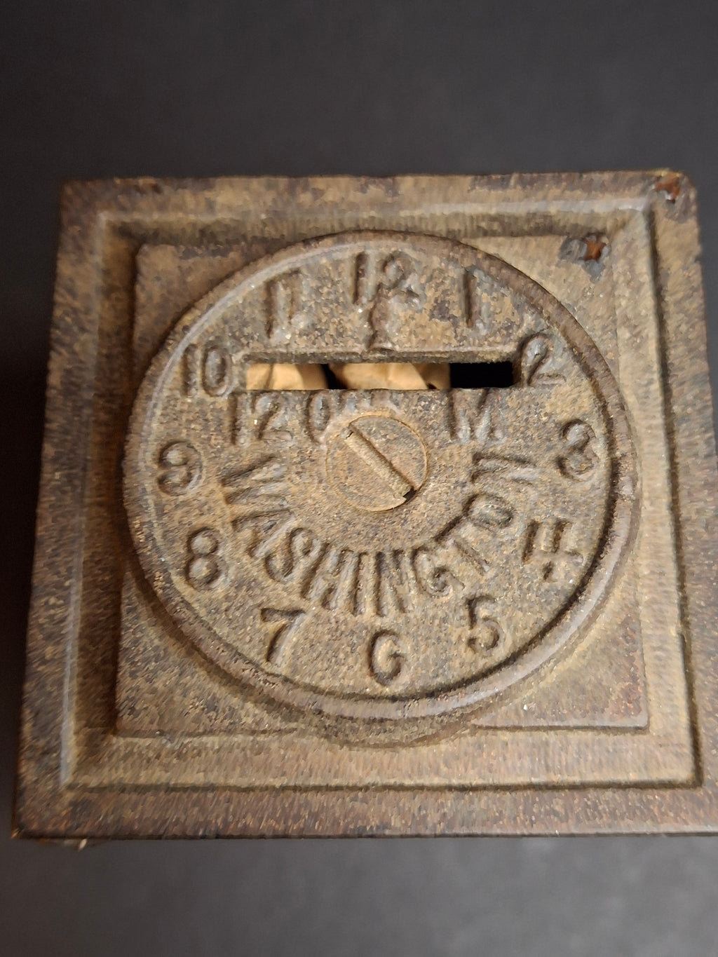 Antique Arcade Cast Iron World Times Clock Still Bank Original Paper Insert C. 1910