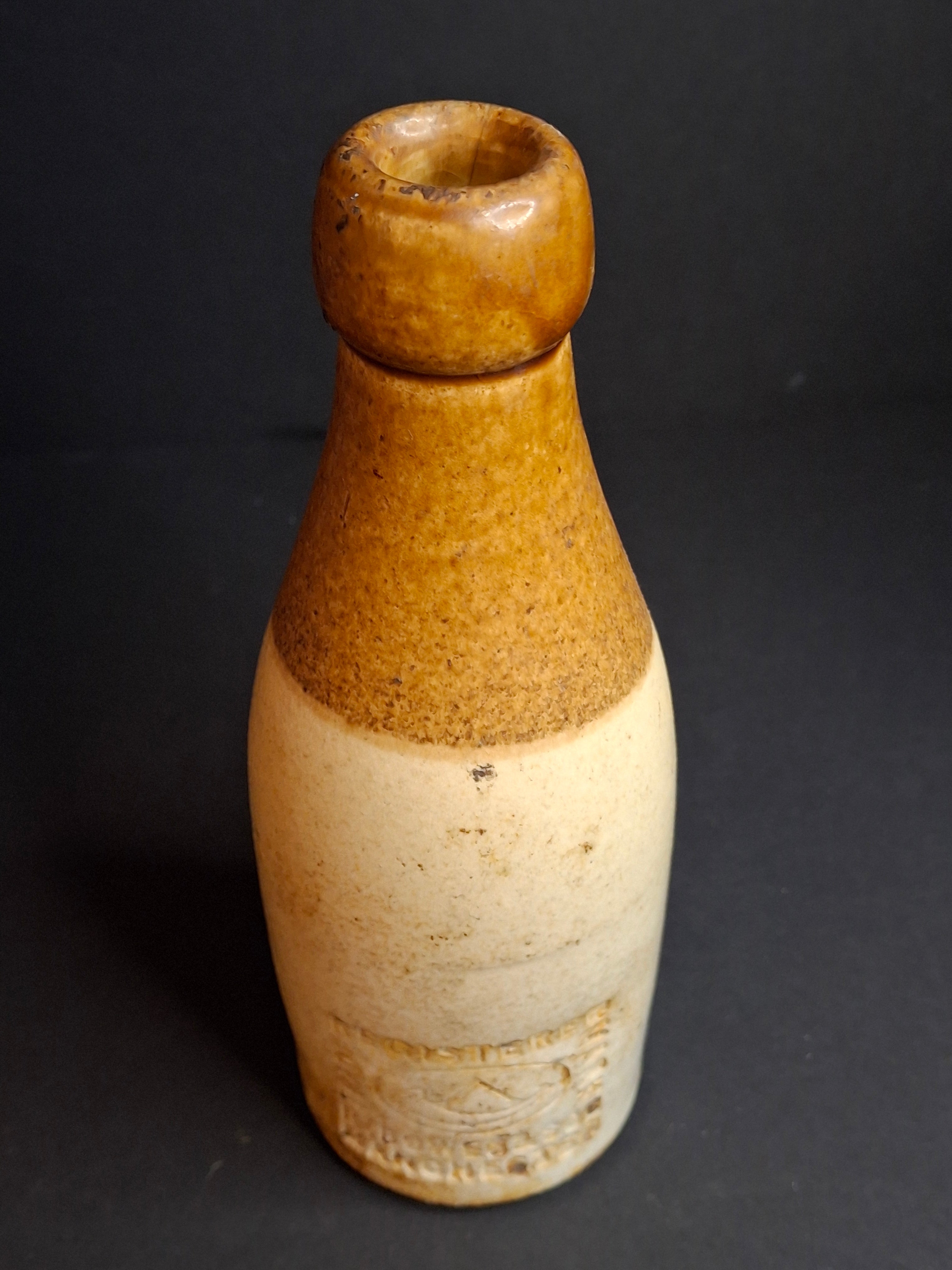 Antique 19th C. English Stoneware Ginger Beer Bottle - R. Bowes & Son Manchester