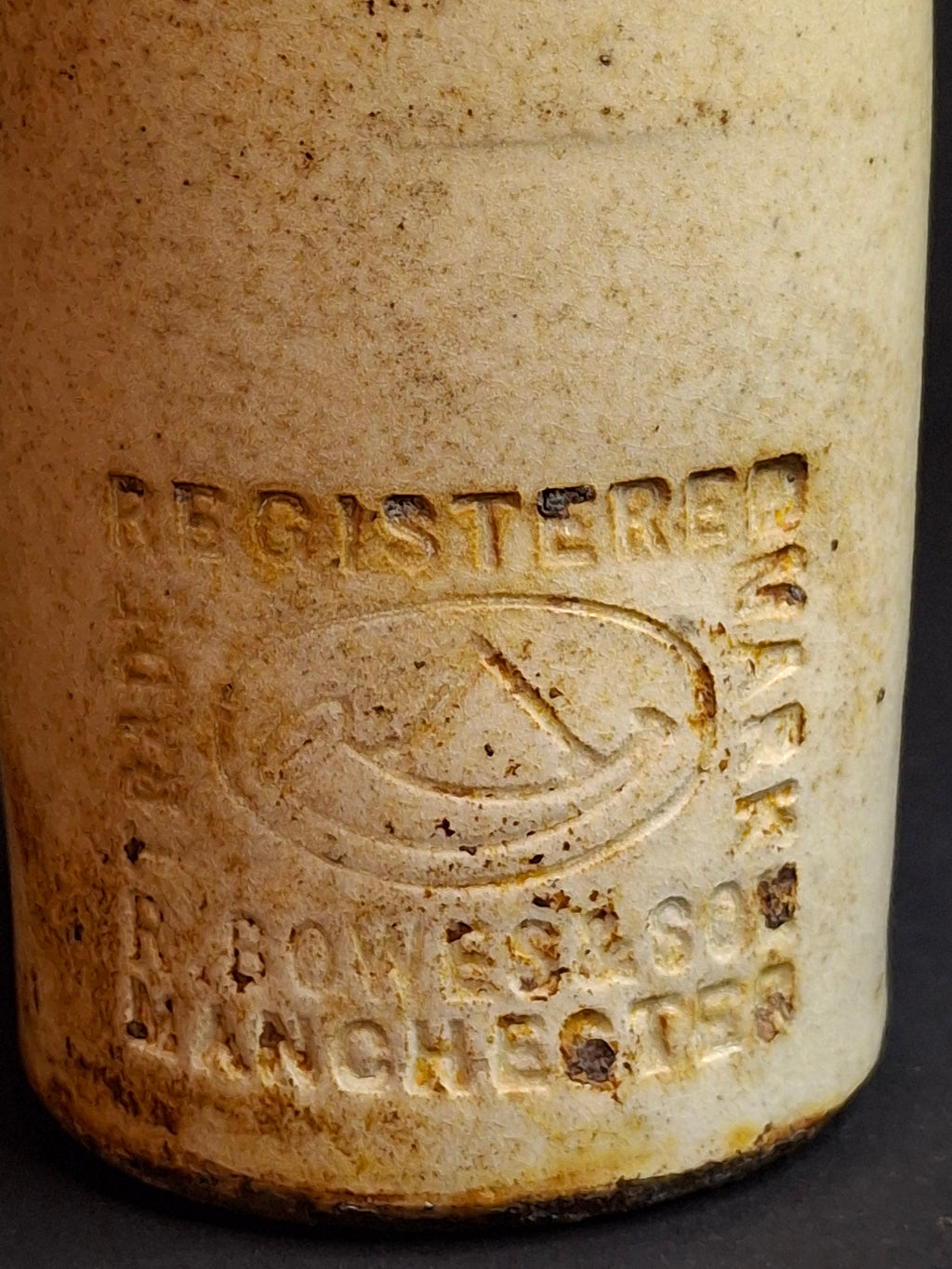 Antique 19th C. English Stoneware Ginger Beer Bottle - R. Bowes & Son Manchester