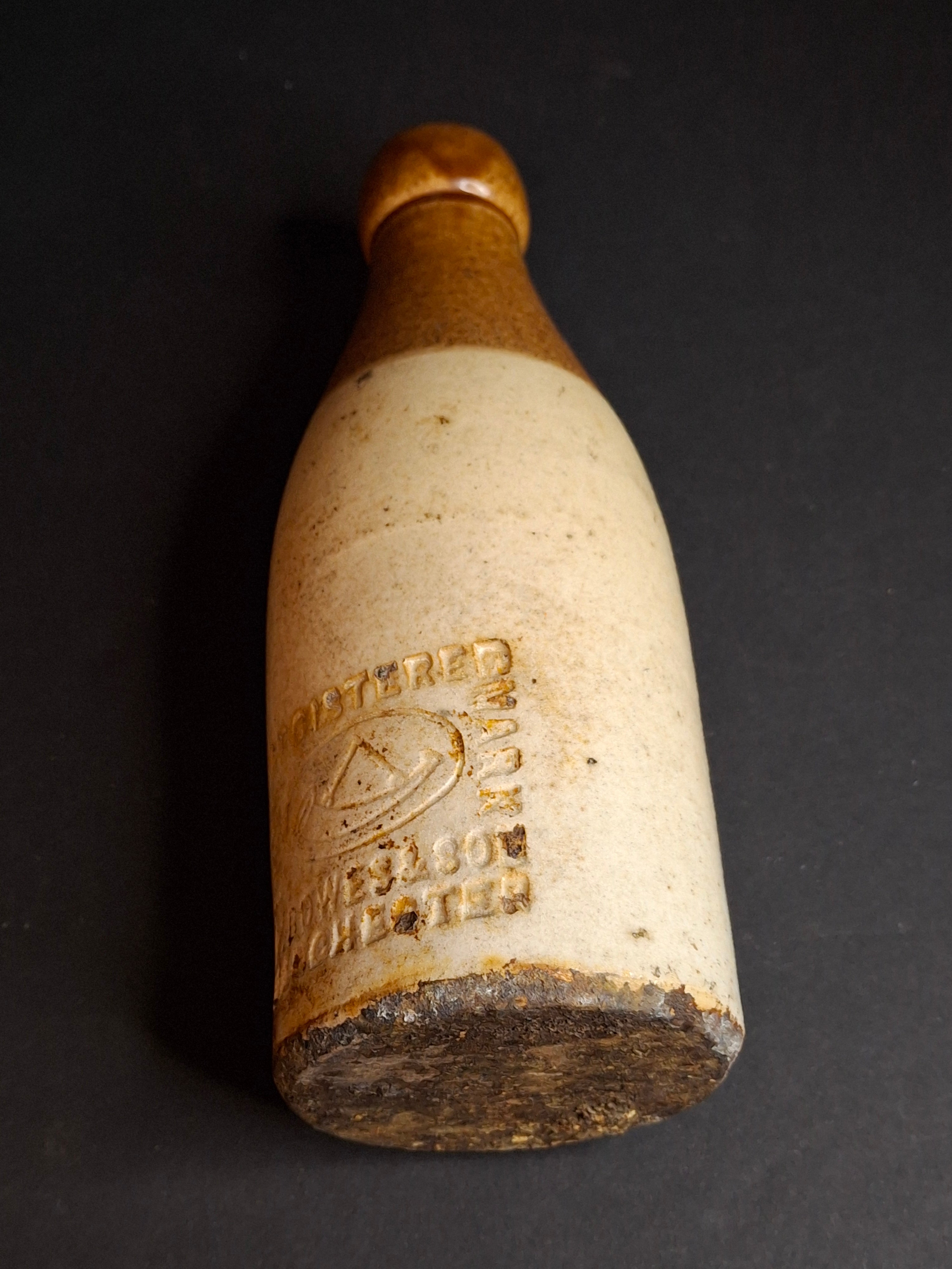 Antique 19th C. English Stoneware Ginger Beer Bottle - R. Bowes & Son Manchester