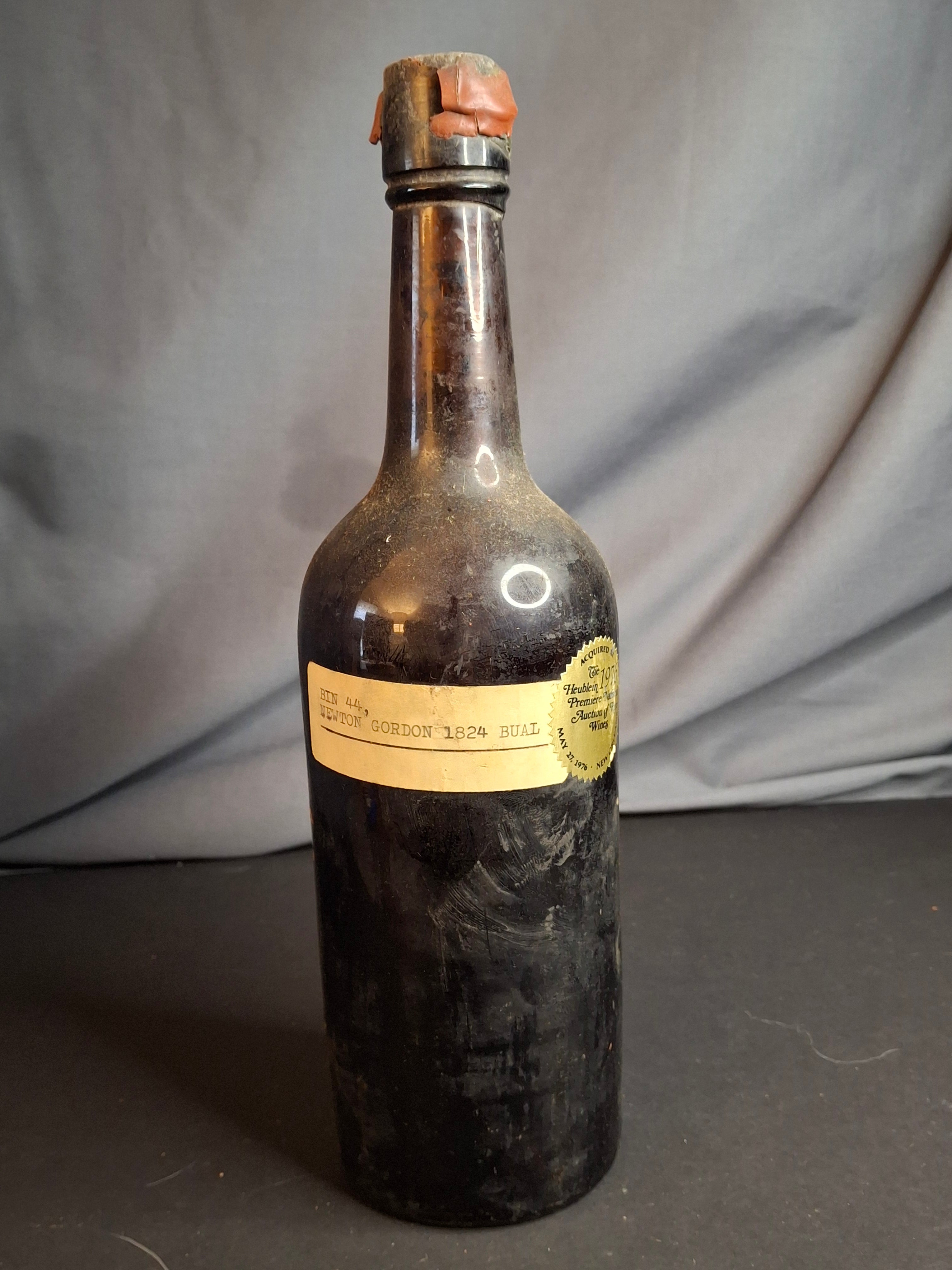 Antique 1824 Newton Gordon Bual Madeira Wine Bottle Heublein Auction Provenance