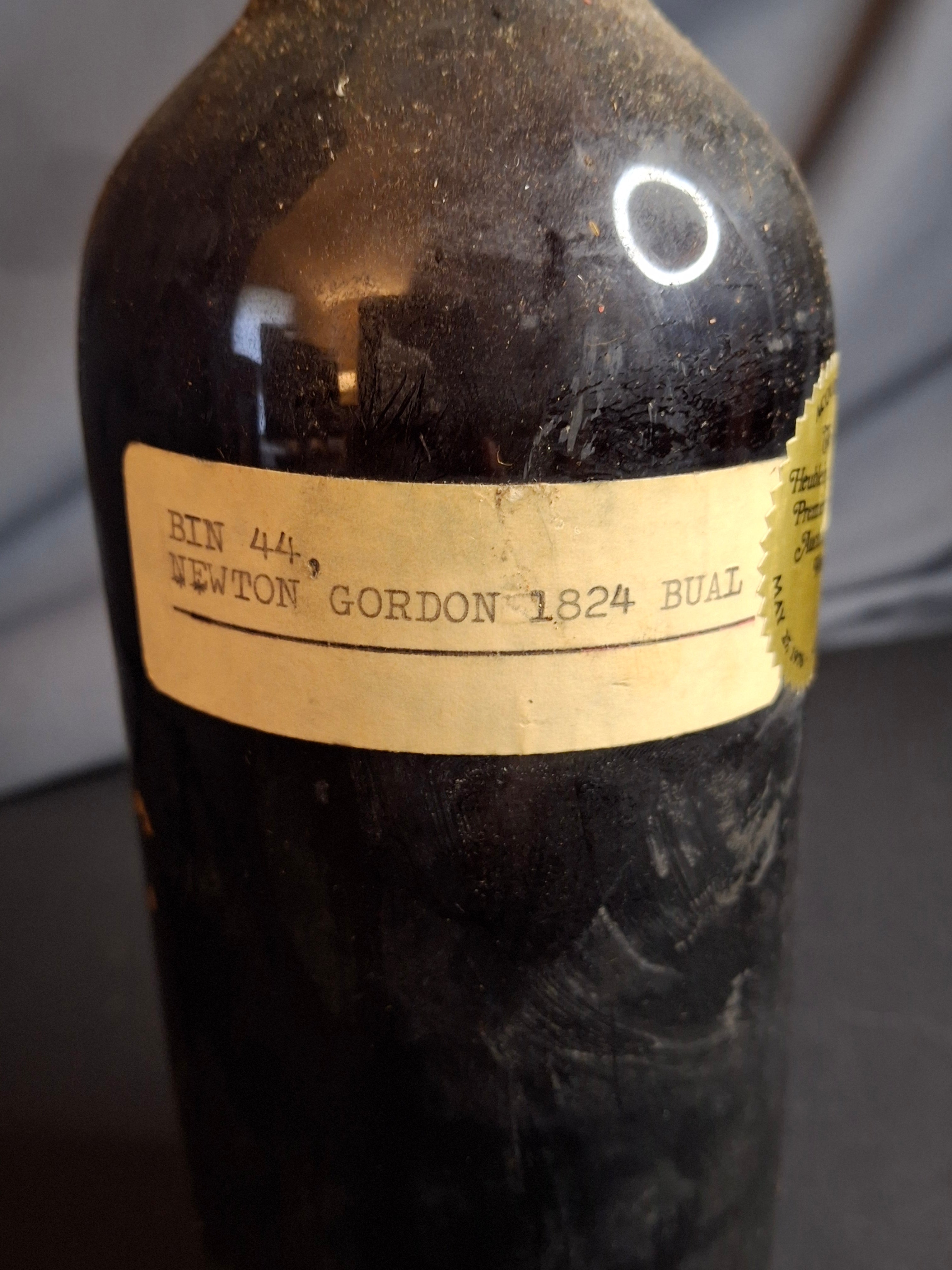 Antique 1824 Newton Gordon Bual Madeira Wine Bottle Heublein Auction Provenance