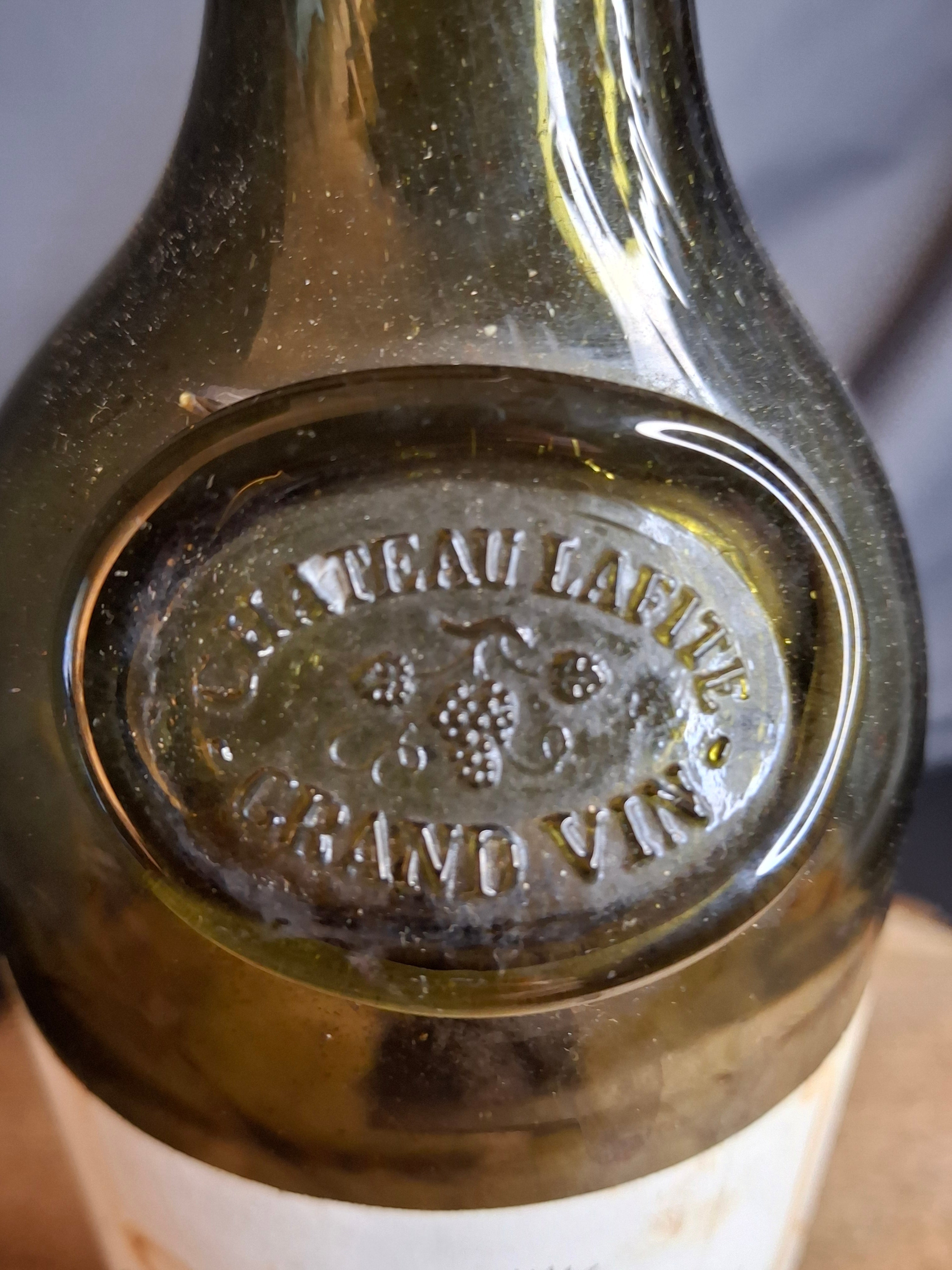 Antique 1870 Chateau Lafite Rothschild Empty Wine Bottle | Cruse & Fils Frères Négociant Label | Pre-Phylloxera Blown Glass With Shoulder Seal