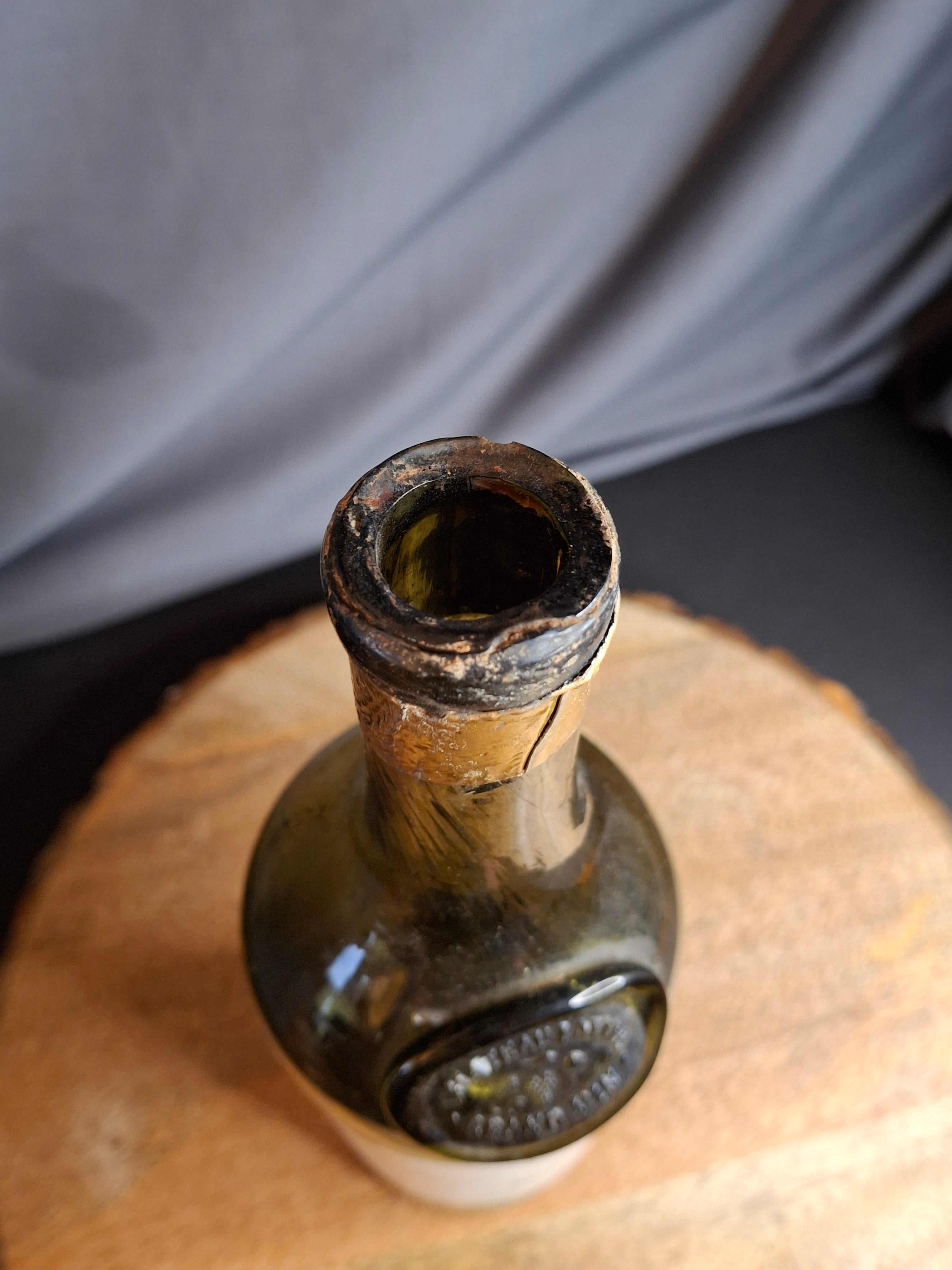Antique 1870 Chateau Lafite Rothschild Empty Wine Bottle | Cruse & Fils Frères Négociant Label | Pre-Phylloxera Blown Glass With Shoulder Seal