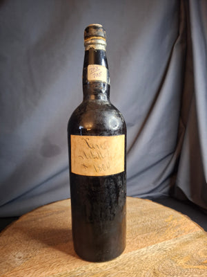 Antique 19th Century Hand-Blown Empty Wine Bottle - Original Pontil Mark & 1864 Inventory Label