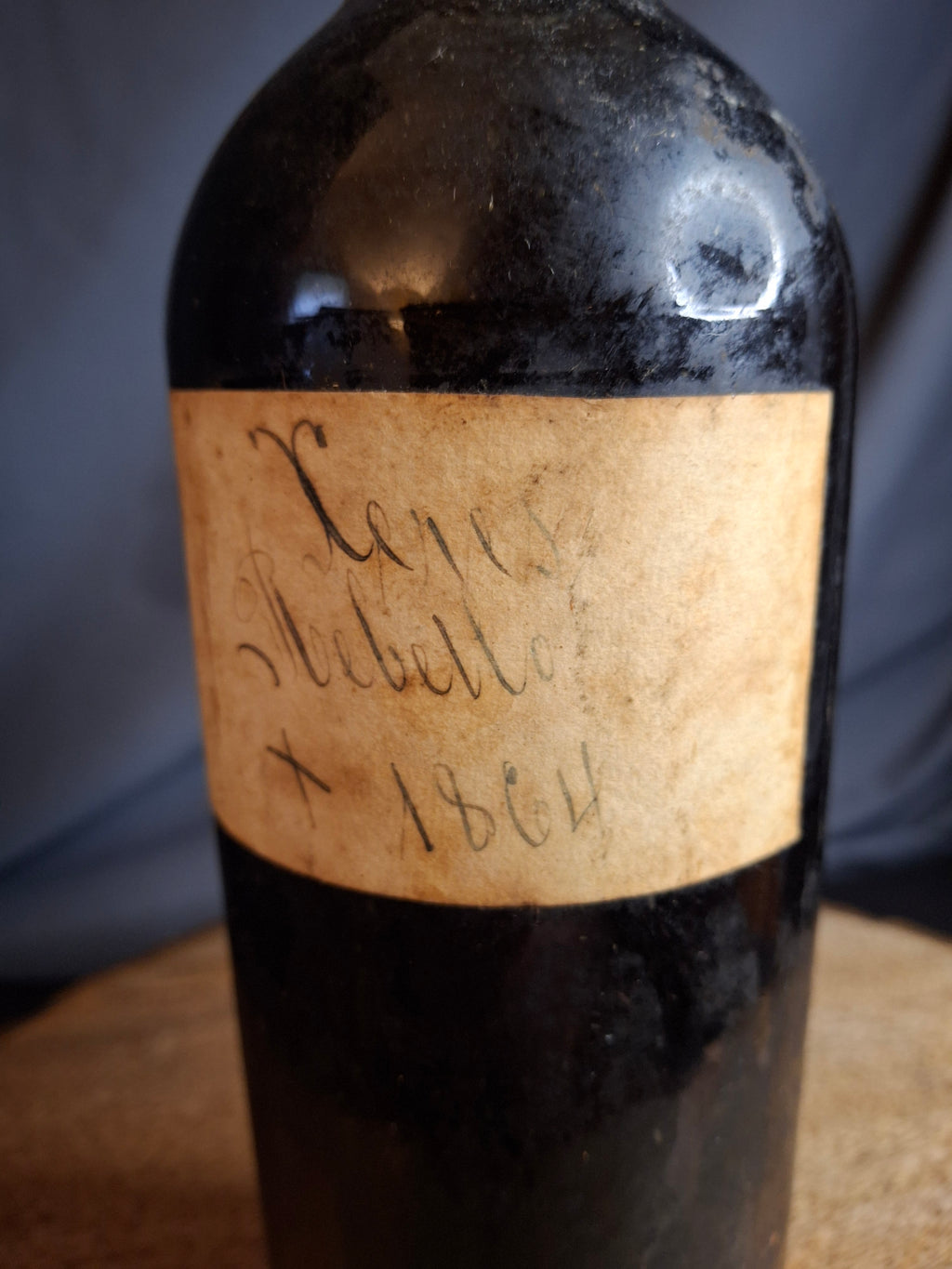 Antique 1864 Xeres Sherry Montebello Wine Bottle Original Cork Rare Estate Ephemera