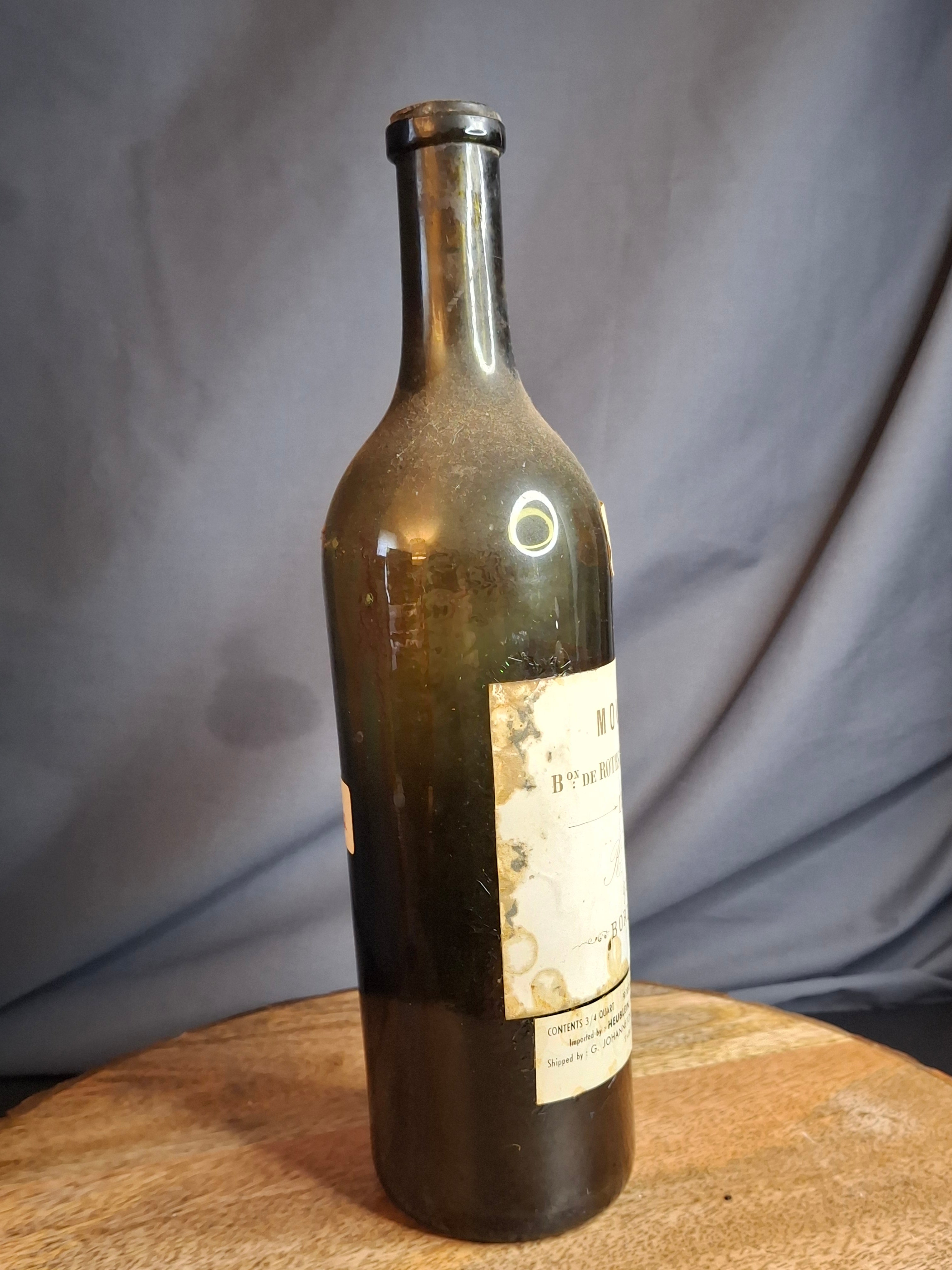 RARE 1874 Chateau Mouton Rothschild Empty Wine Bottle & Original Cork R. Galos