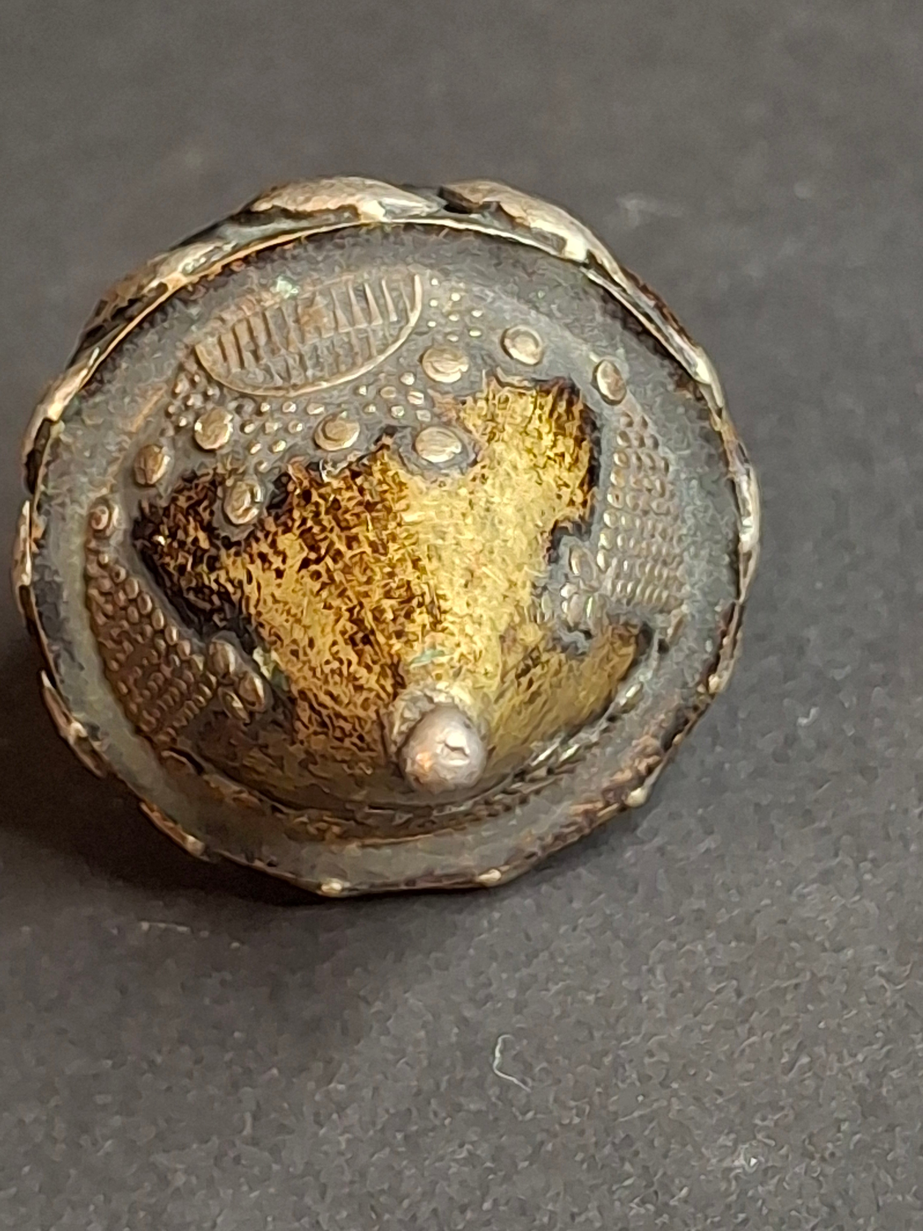 Antique Silver Spinning Top Dreidel, Gilt and Filigree, Central Asian Judaica