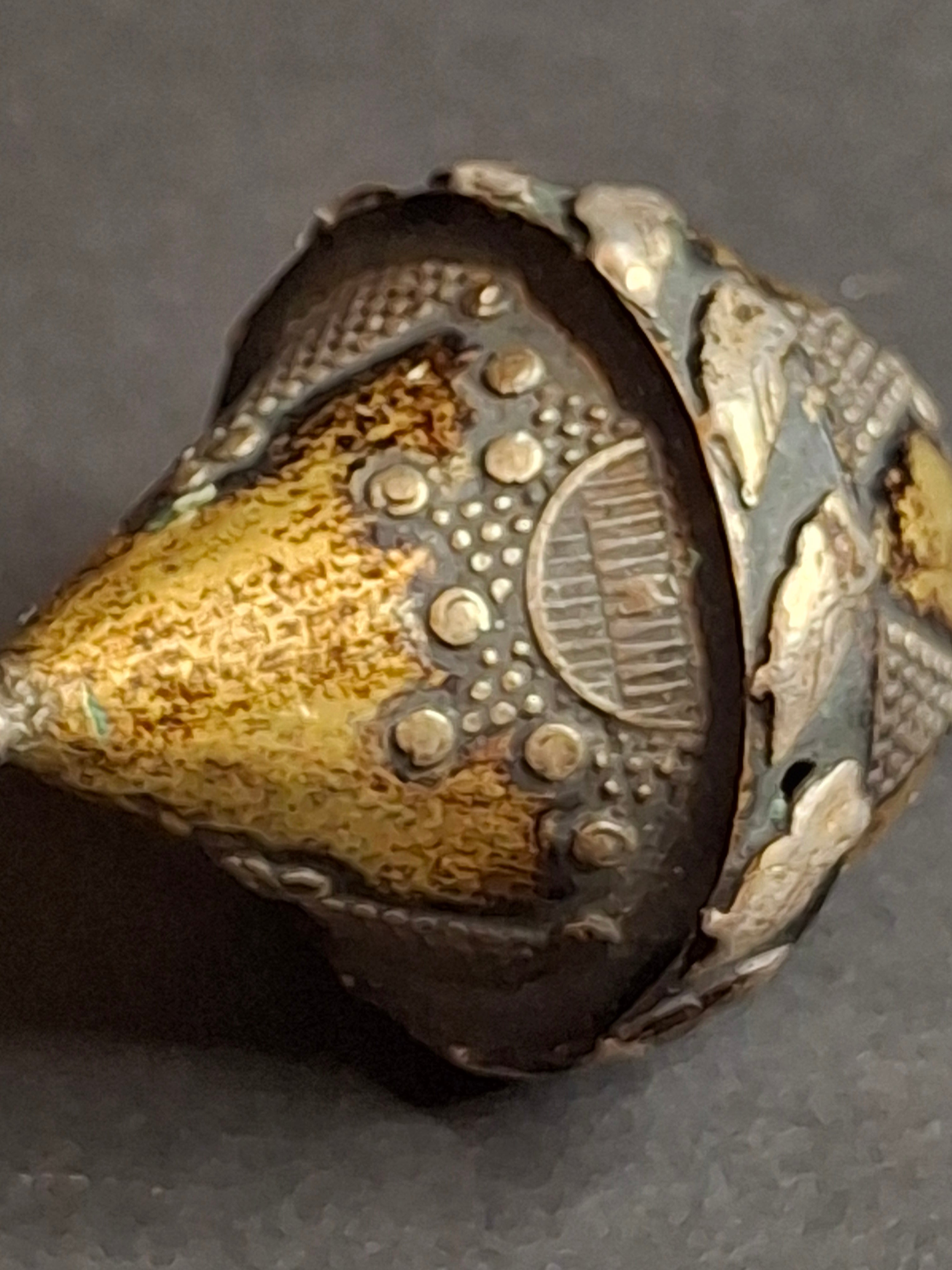 Antique Silver Spinning Top Dreidel, Gilt and Filigree, Central Asian Judaica