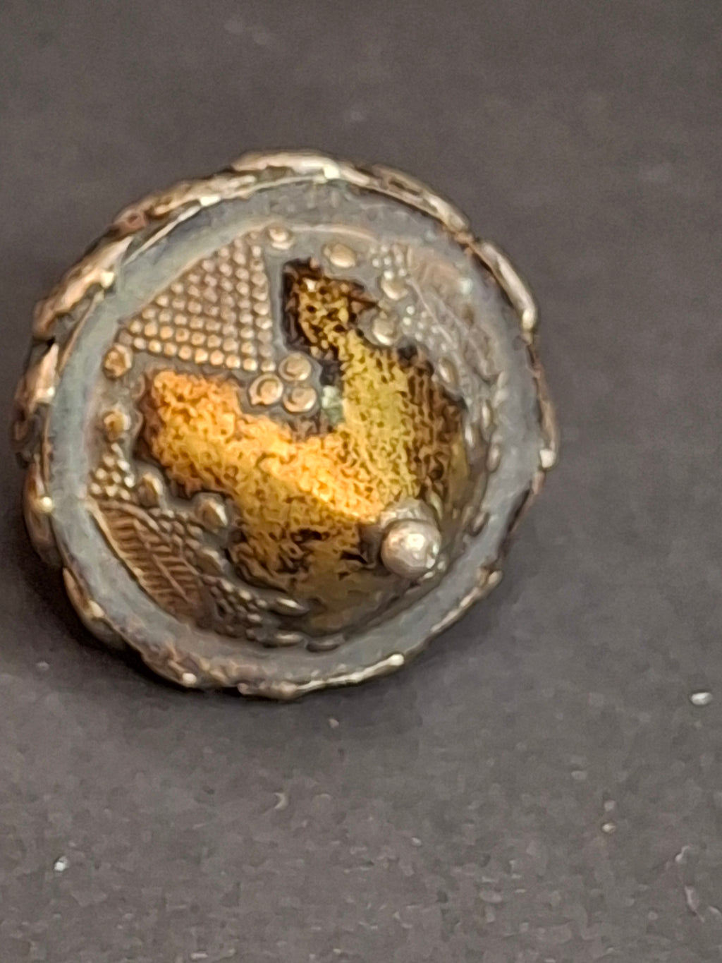 Antique Silver Spinning Top Dreidel, Gilt and Filigree, Central Asian Judaica