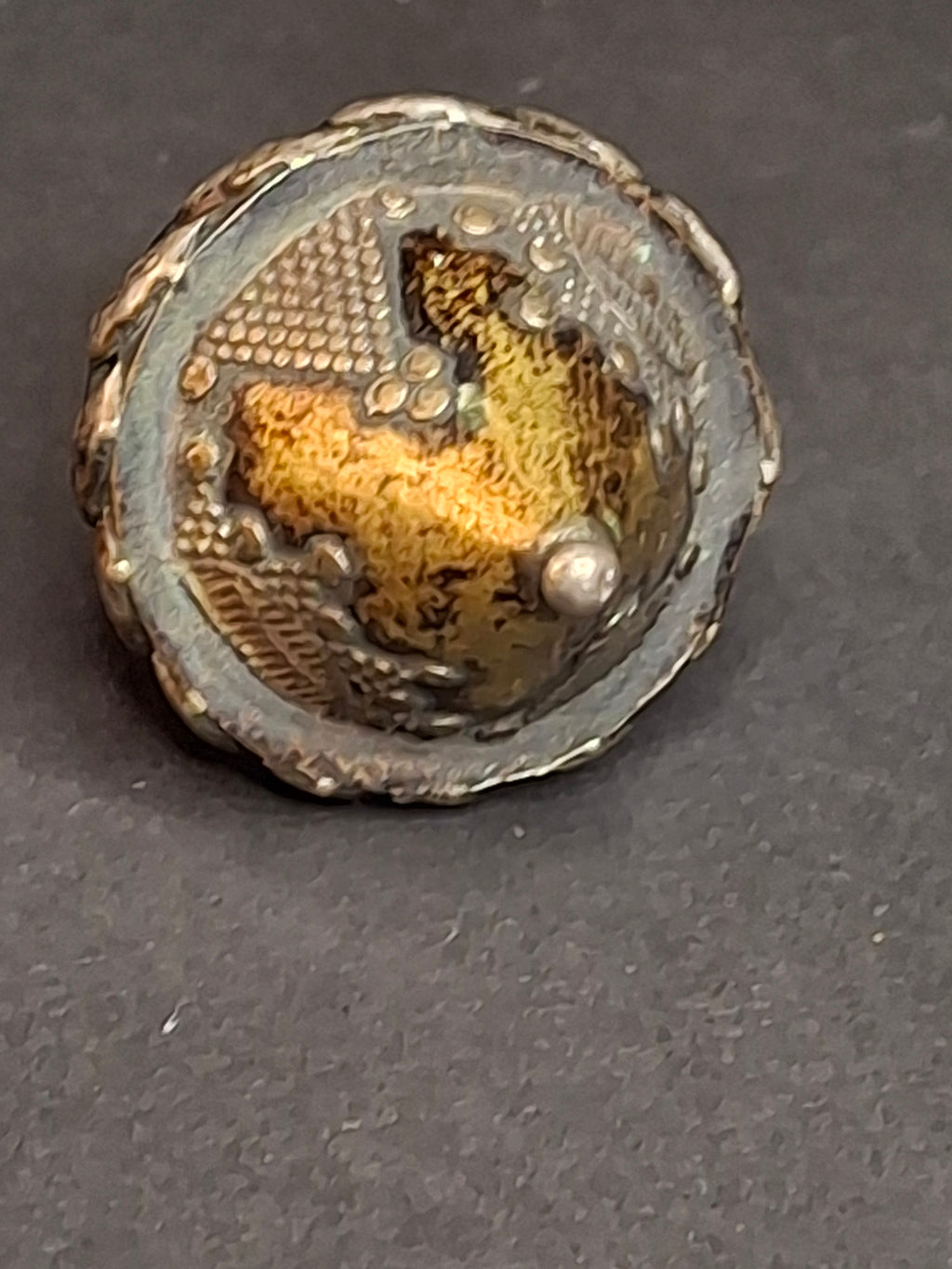 Antique Silver Spinning Top Dreidel, Gilt and Filigree, Central Asian Judaica