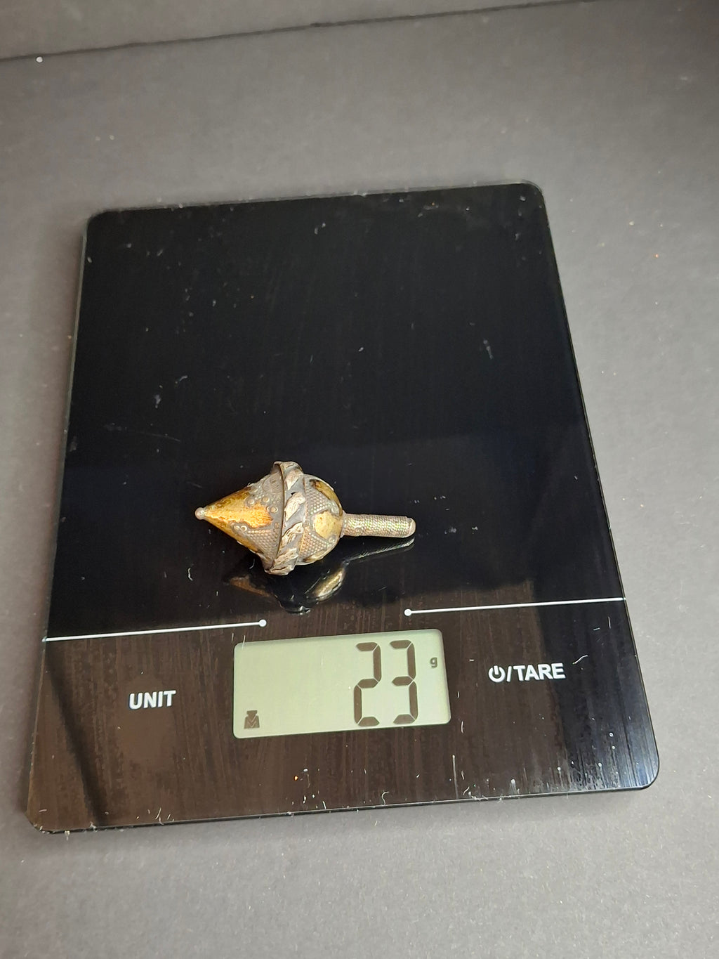 Antique Silver Spinning Top Dreidel, Gilt and Filigree, Central Asian Judaica
