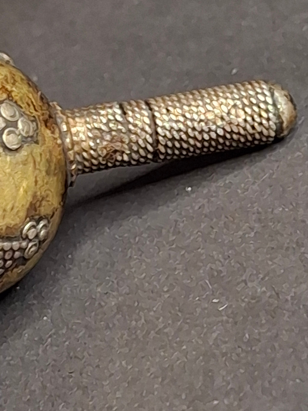 Antique Silver Spinning Top Dreidel, Gilt and Filigree, Central Asian Judaica
