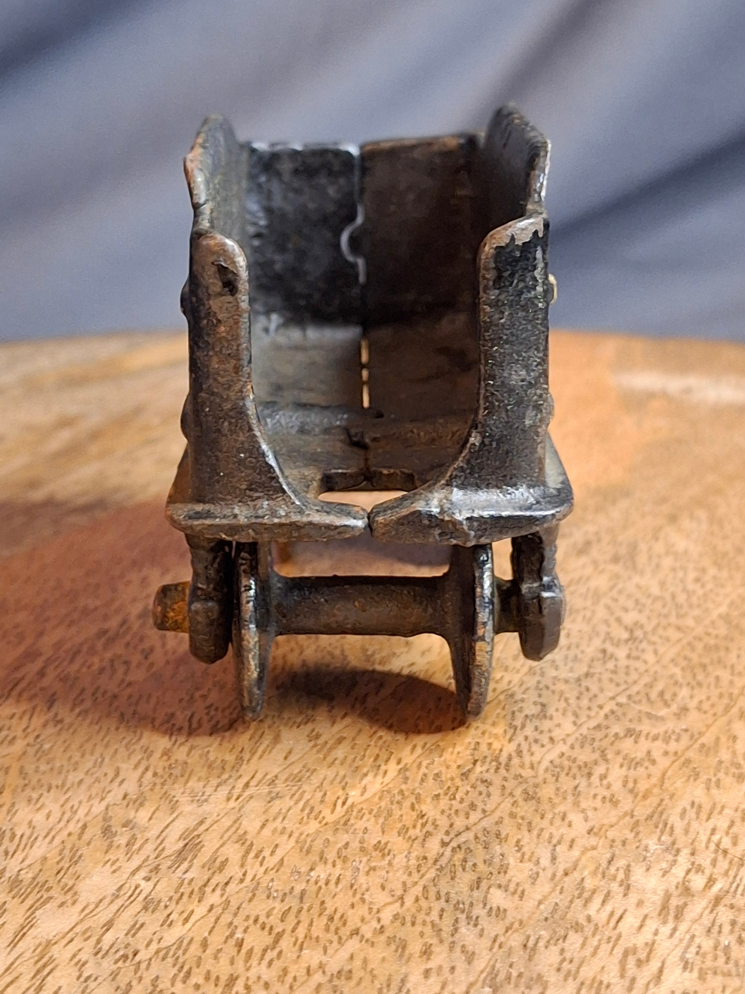 Vintage Japanese Cast Iron Train Coal Car Tender No. 50 Floor Toy, Working Wheels