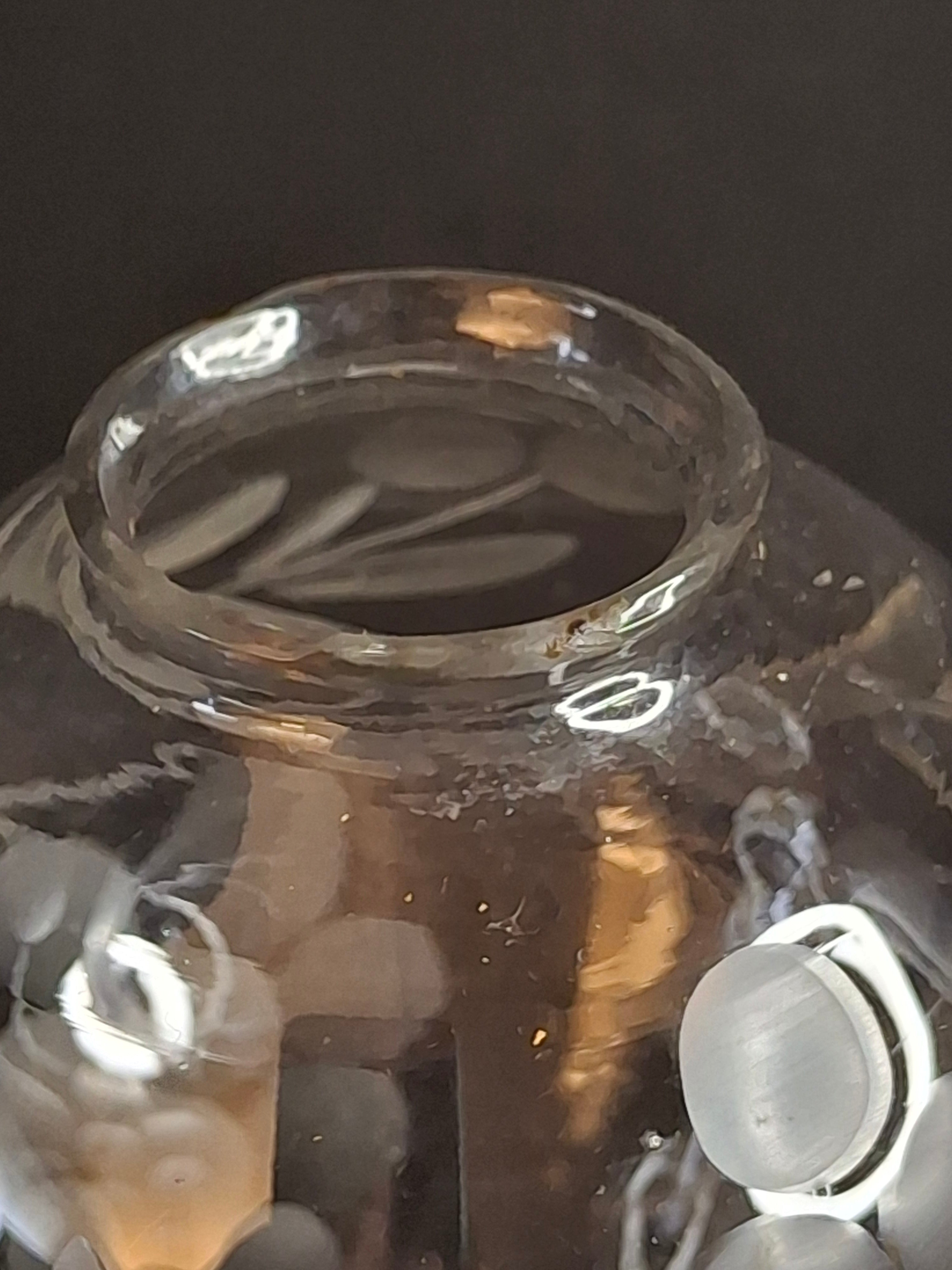 Rare Antique Boston & Sandwich Engraved Glass Whale Oil Lamp "PATENT" Cork Burner c.1835