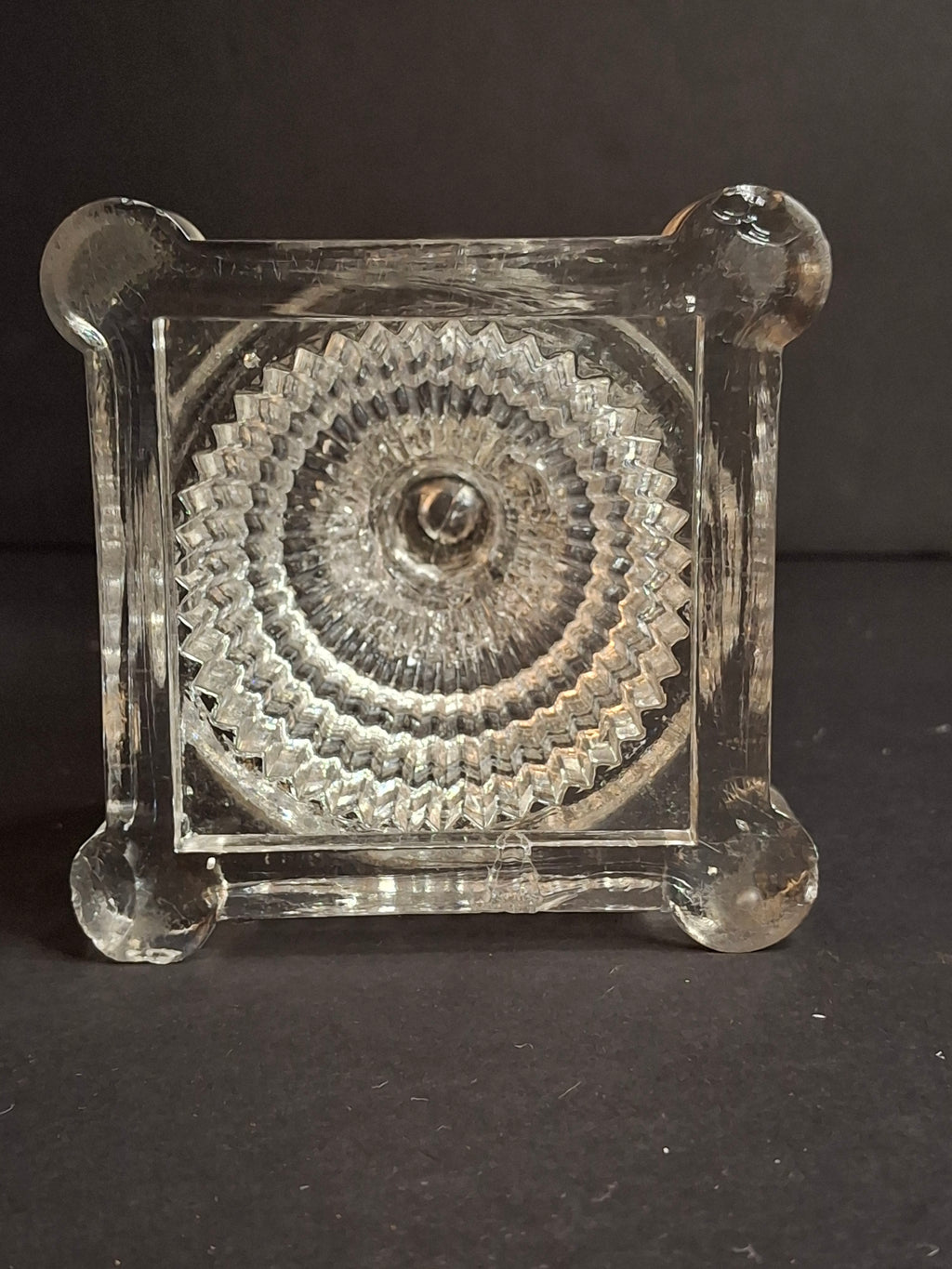 Rare Antique Boston & Sandwich Engraved Glass Whale Oil Lamp "PATENT" Cork Burner c.1835