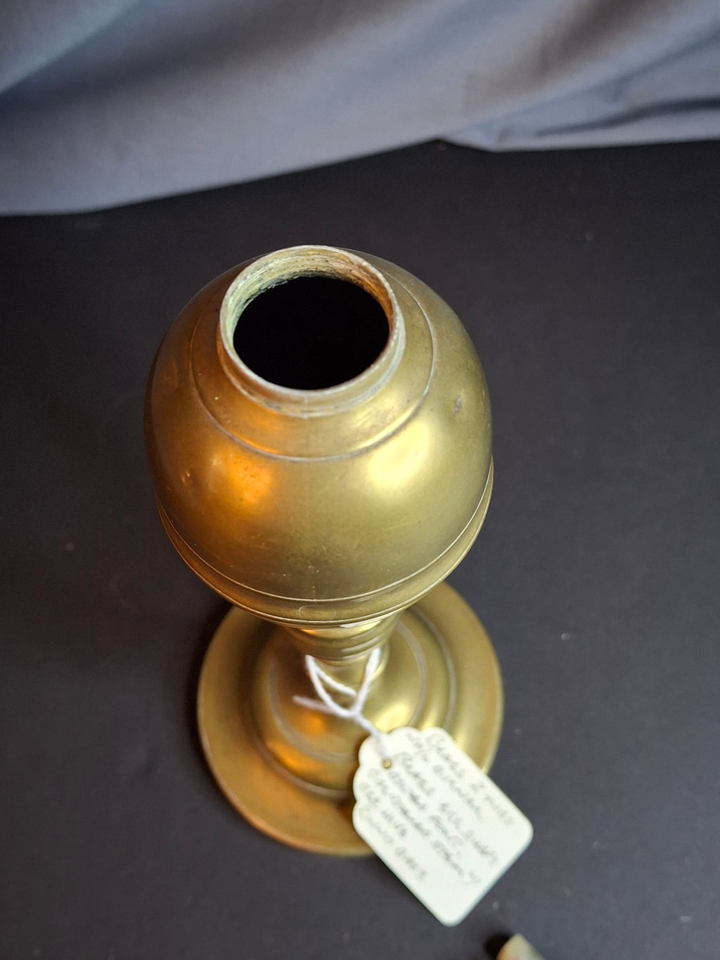 Antique 19th Century Brass Whale Oil Lamp Double Tube Baluster Beehive Stem Colonial 8"