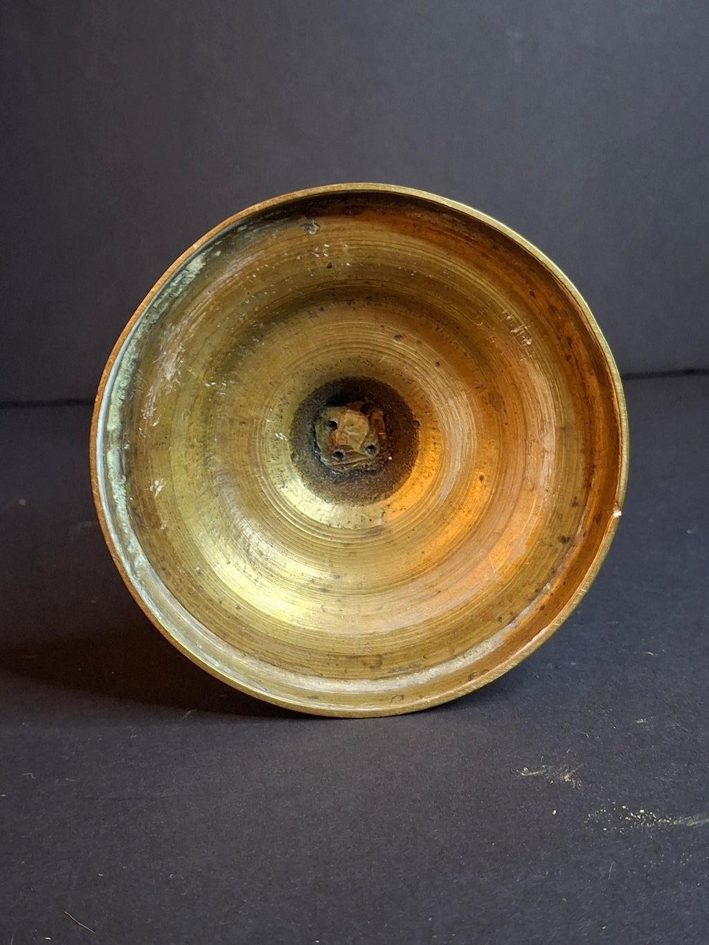Antique 19th Century Brass Whale Oil Lamp Double Tube Baluster Beehive Stem Colonial 8"