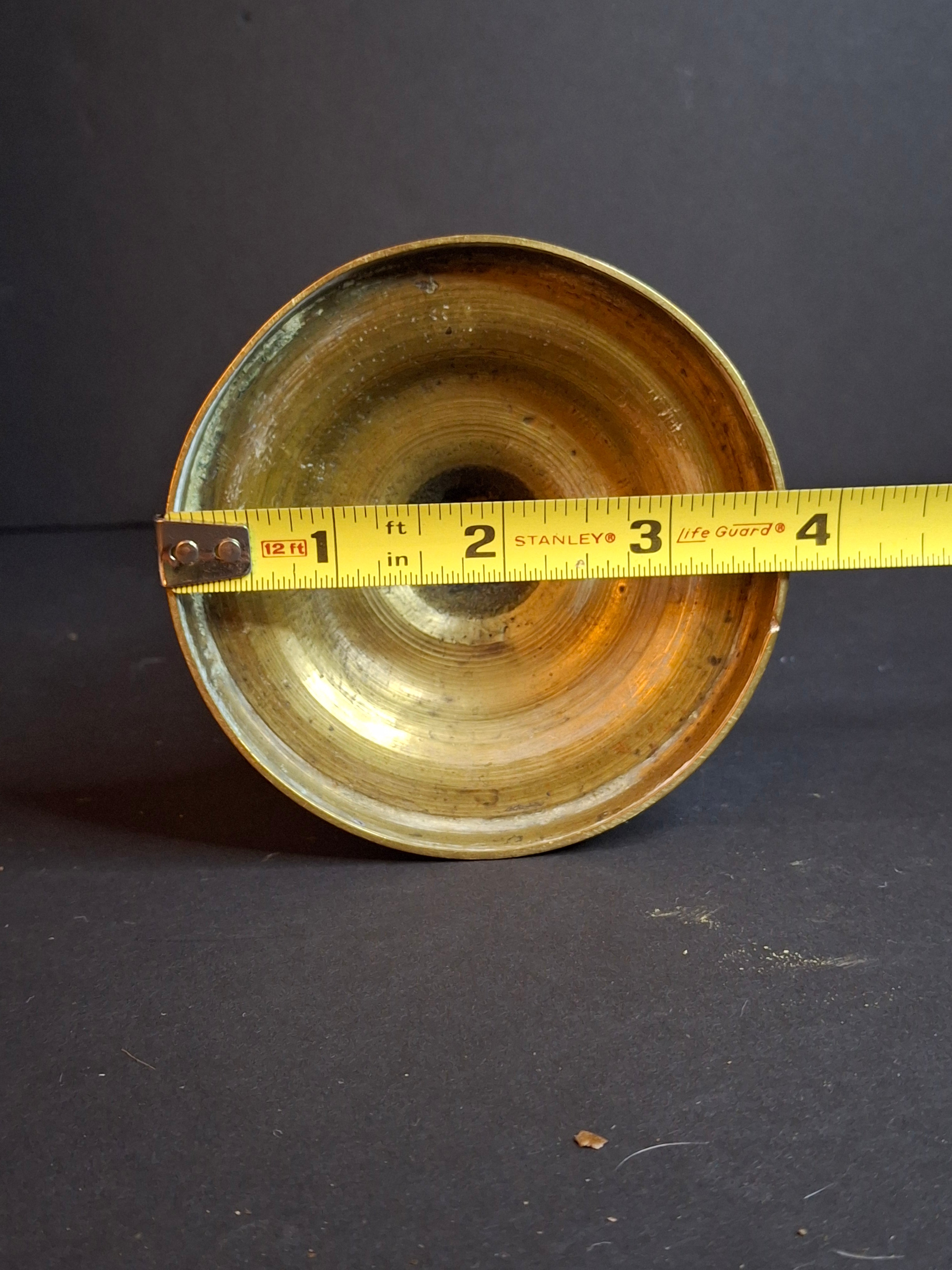 Antique 19th Century Brass Whale Oil Lamp Double Tube Baluster Beehive Stem Colonial 8"