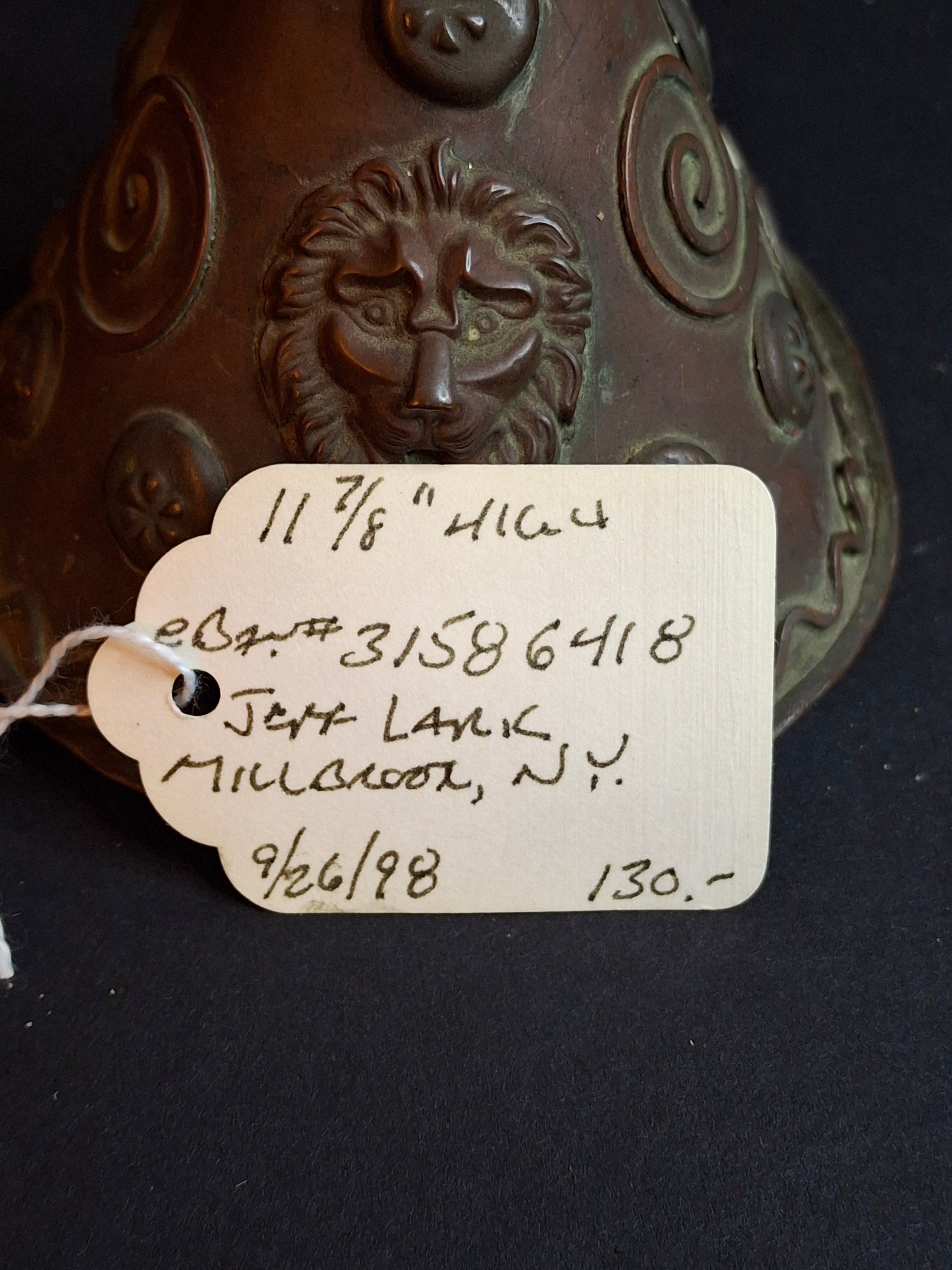 Antique Flemish Brass Snotneus Oil Lamp Ornate Copper Lion Mask Fat Light 19th Century