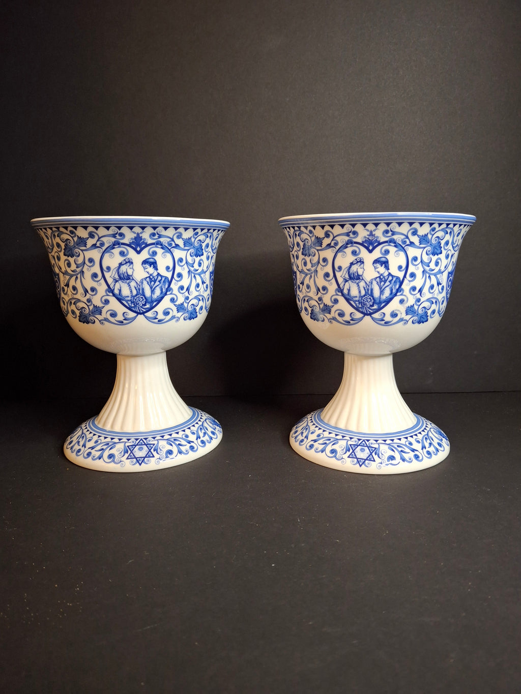 Pair Spode Judaica Kiddush Cups Matching Set Hebrew Wedding Gift I Am My Beloveds