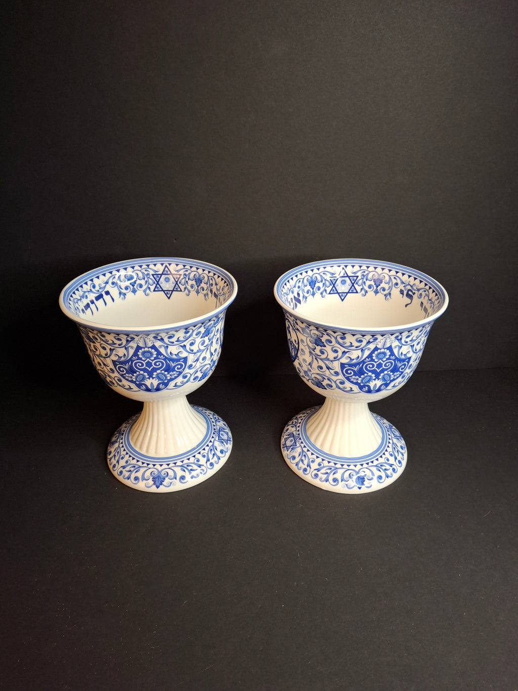 Pair Spode Judaica Kiddush Cups Matching Set Hebrew Wedding Gift I Am My Beloveds