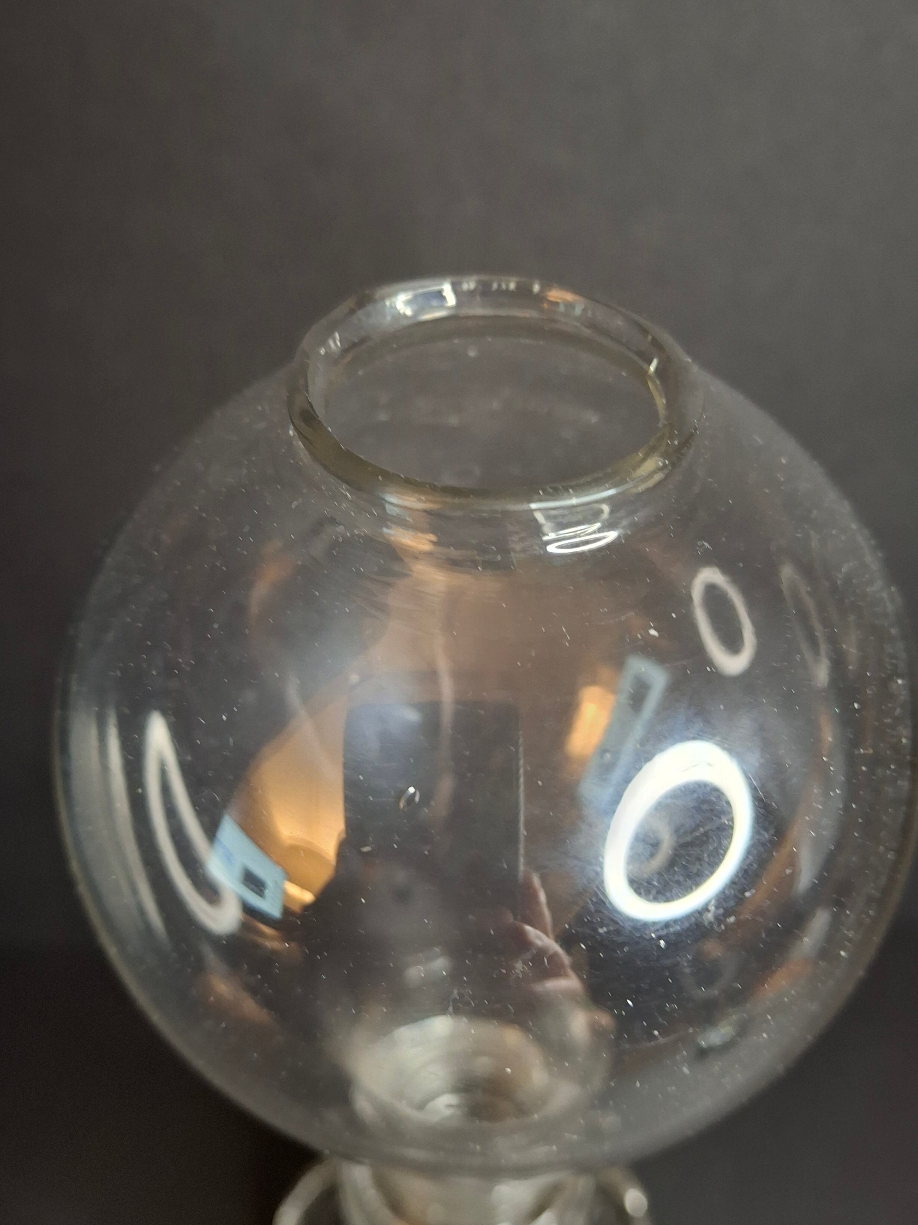 Antique Sandwich Glass Whale Oil Lamp Flint Glass Cloverleaf Base Blown Font c. 1840