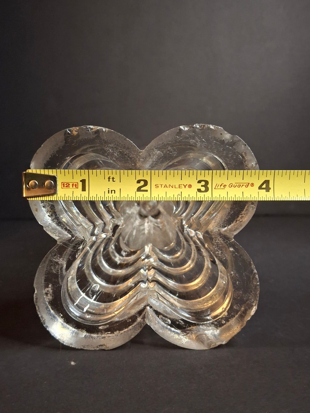 Antique Sandwich Glass Whale Oil Lamp Flint Glass Cloverleaf Base Blown Font c. 1840