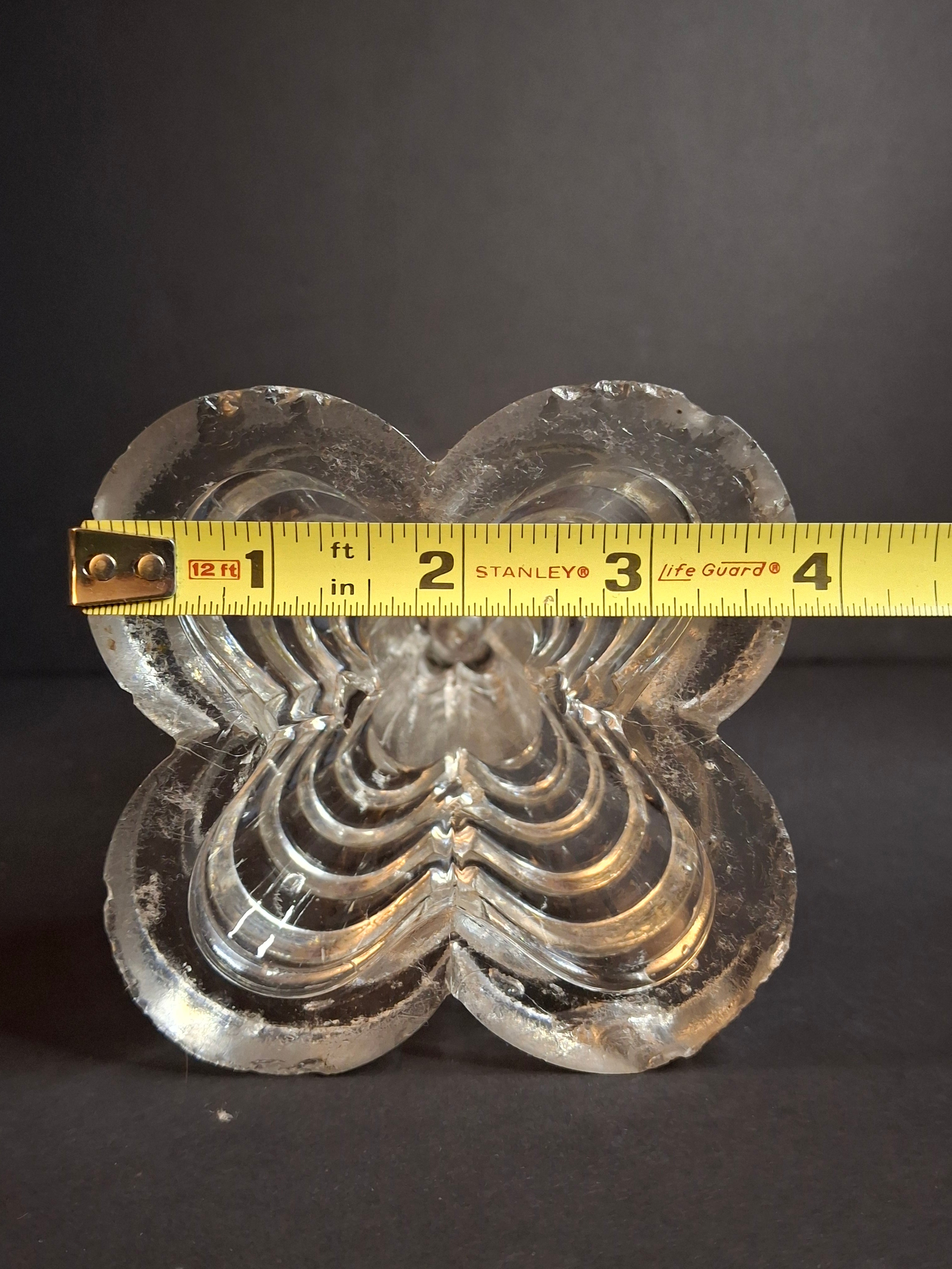 Antique Sandwich Glass Whale Oil Lamp Flint Glass Cloverleaf Base Blown Font c. 1840