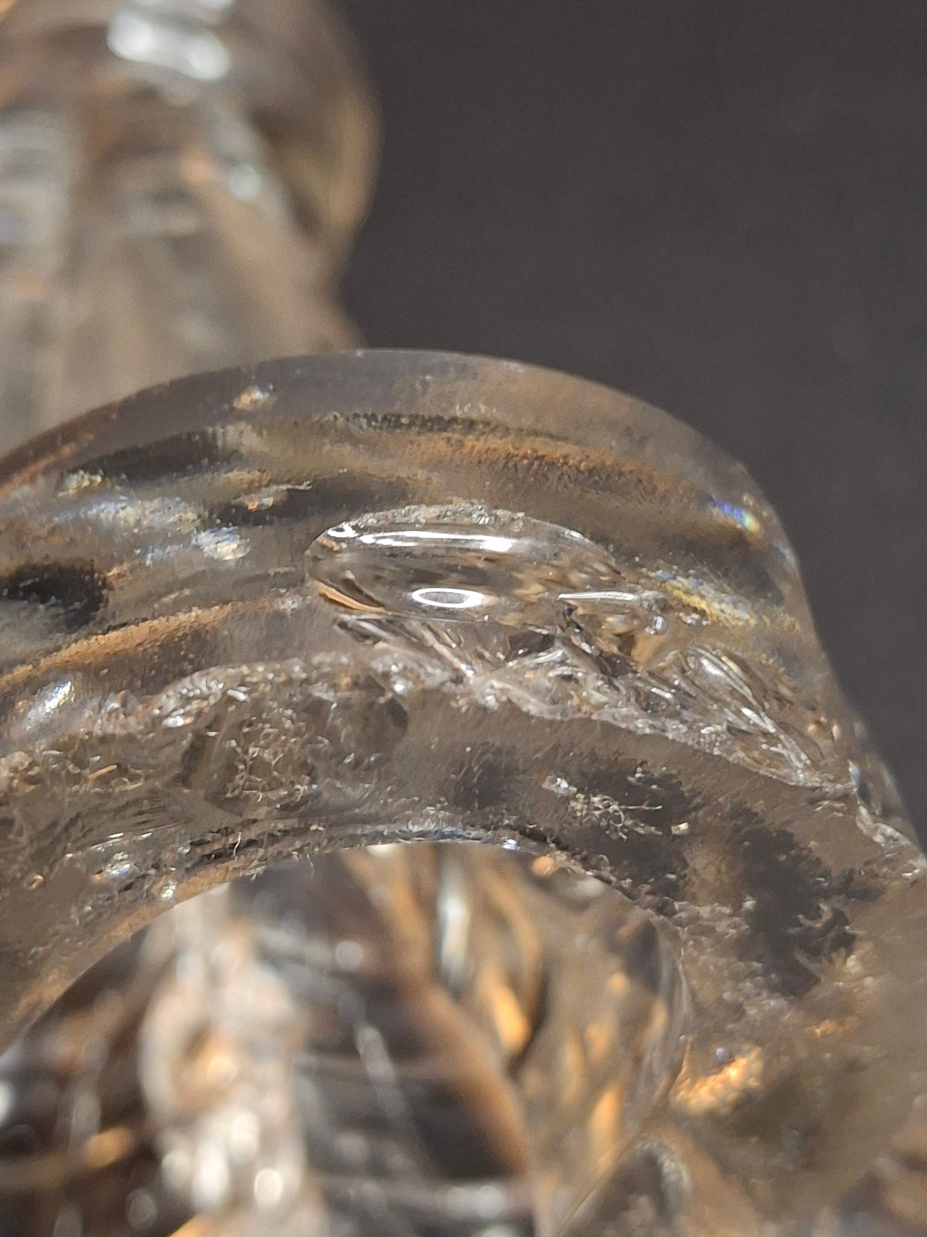 Antique Sandwich Glass Whale Oil Lamp Flint Glass Cloverleaf Base Blown Font c. 1840