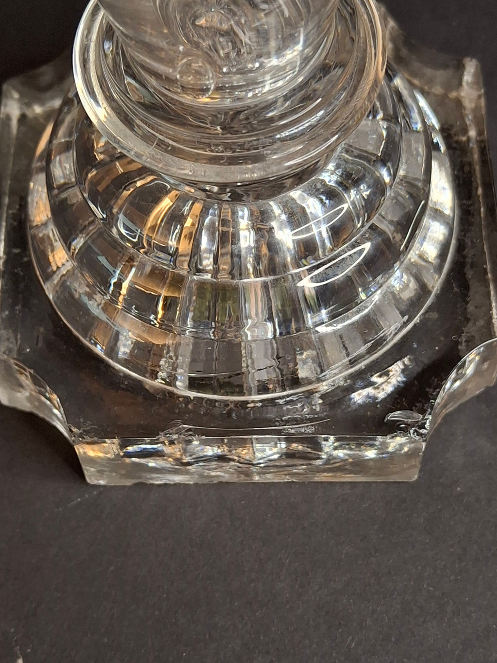 Rare Antique 1840 EAPG Flint Glass Whale Oil Lamp | Wheel-Etched Font & Starburst Base