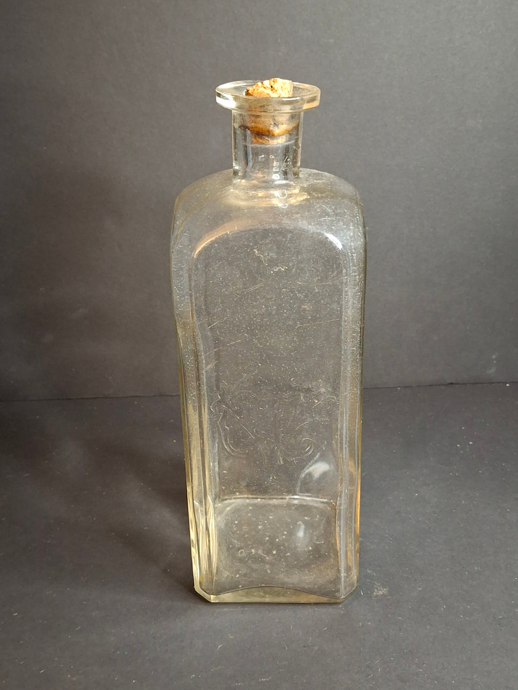 Antique Victorian Era Glass Apothecary / Bar Bottle with Embossed "VC" Monogram